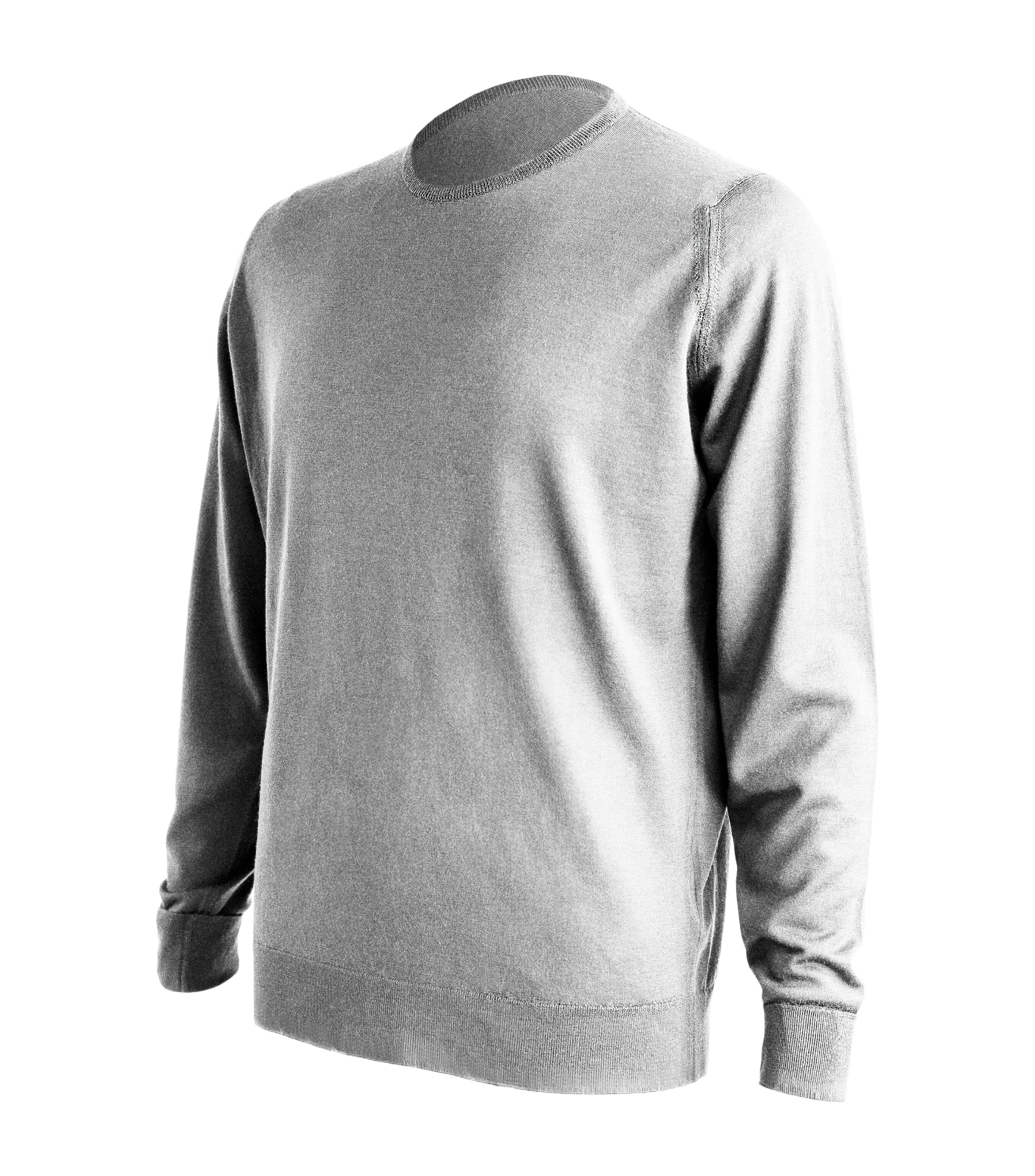 Alan Scott Mens Superfine Merino Wool Crew Neck Sweater Silver Image 2