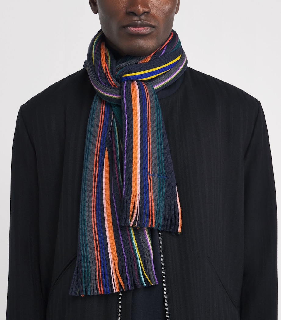 Merino Wool Ivan Stripe Scarf 47_NAVY Image 3
