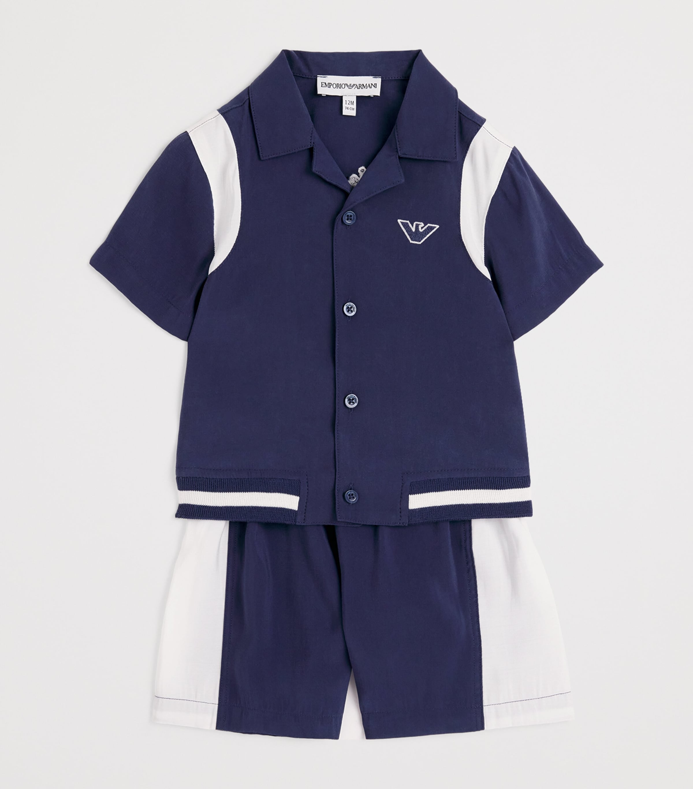 Emporio Armani Kids Logo Shirt and Shorts Set (3-36 Months) Dress Blues Image 3