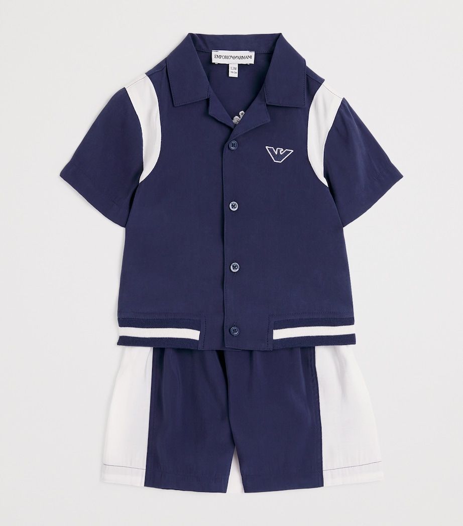 Emporio Armani Kids Logo Shirt and Shorts Set (3-36 Months) Dress Blues Image 3