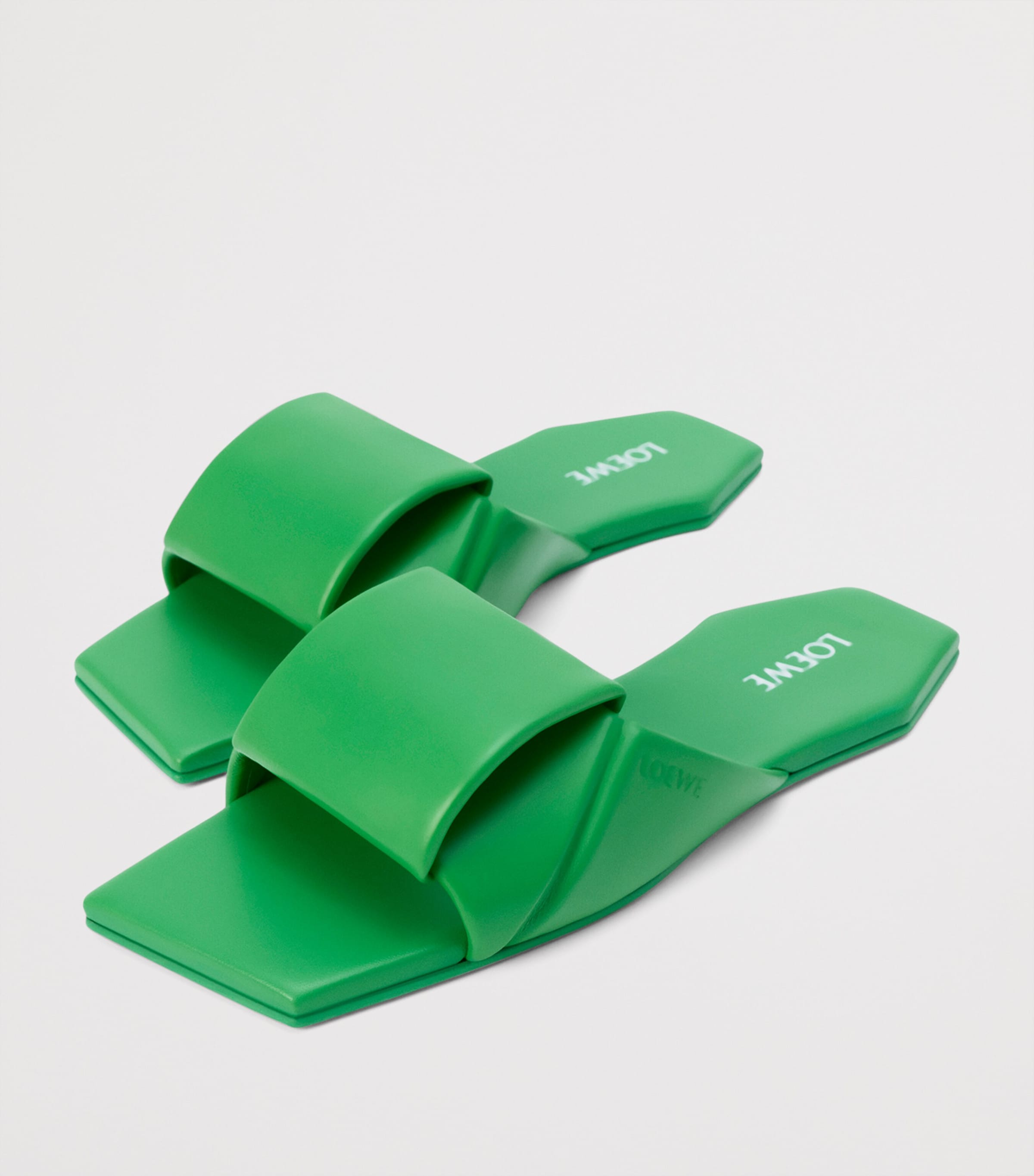LOEWE Leather Origami Slides Clover Green Image 3