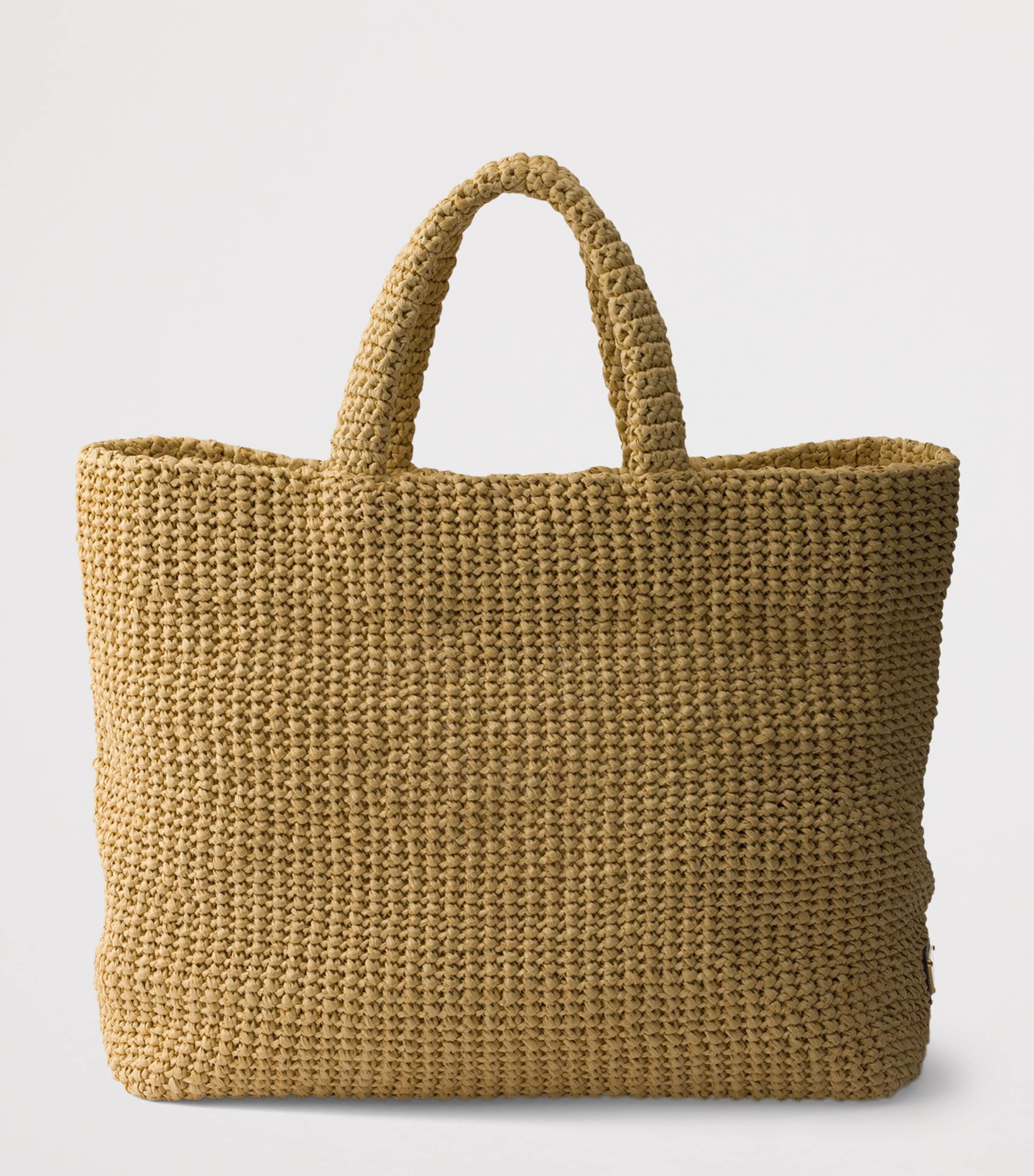 Prada Large Crochet Tote Bag Neutral Image 5