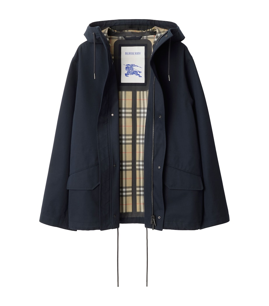 Cotton-Blend Gabardine Parka Coat NAVY Image 6