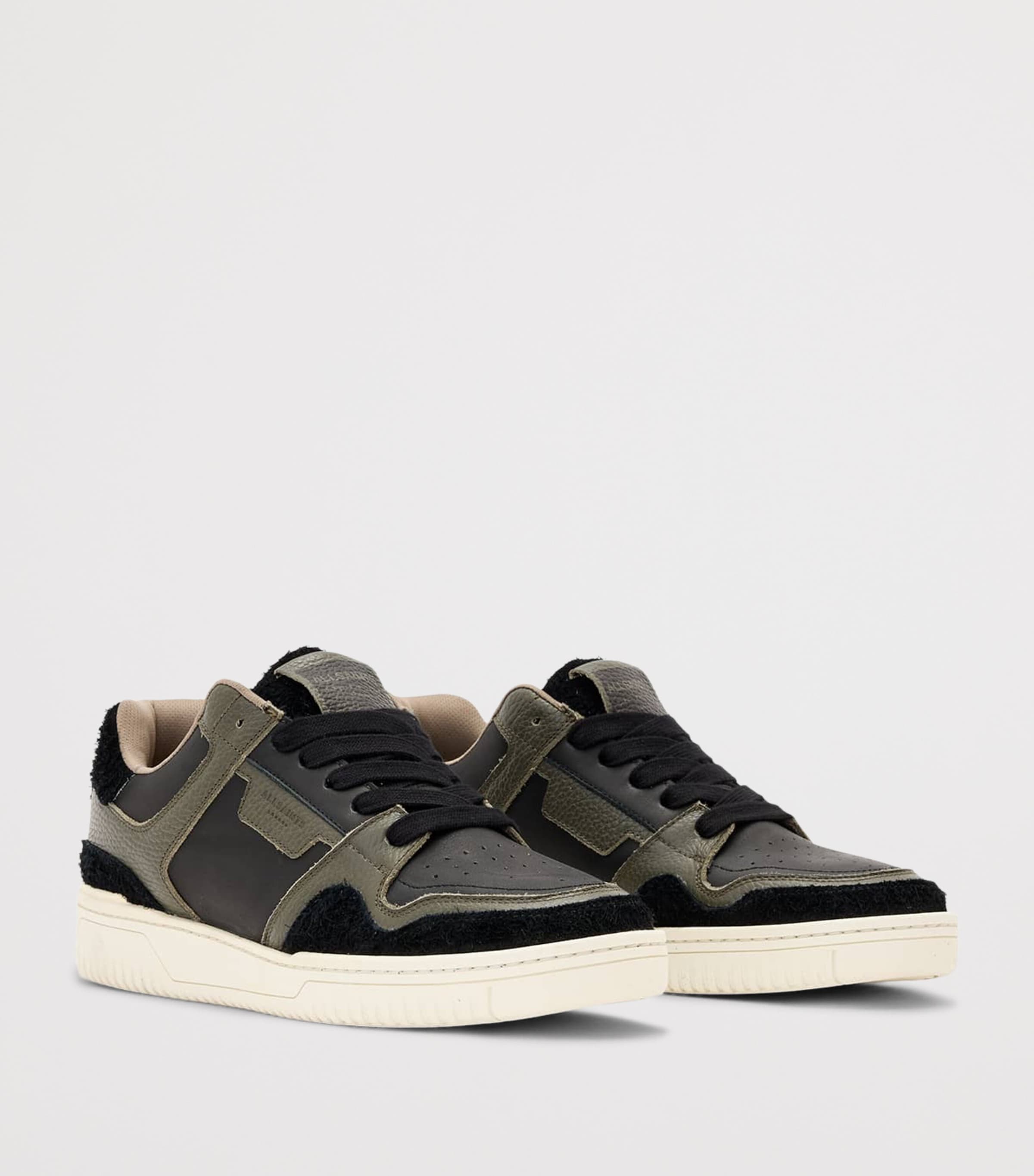 AllSaints Leather Regan Plus Low-Top Sneakers Black/sage Green Image 3