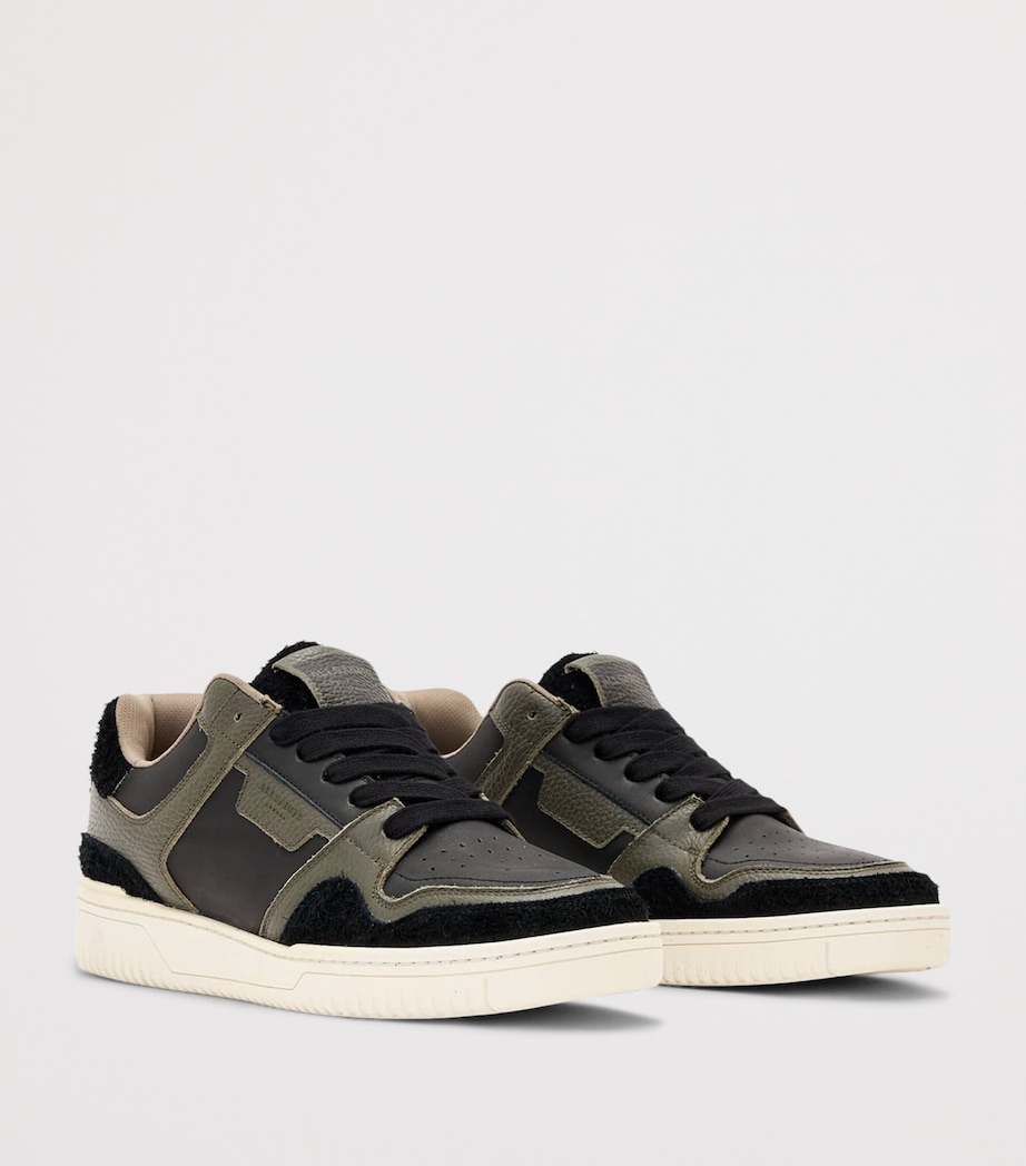 AllSaints Leather Regan Plus Low-Top Sneakers Black/sage Green Image 3