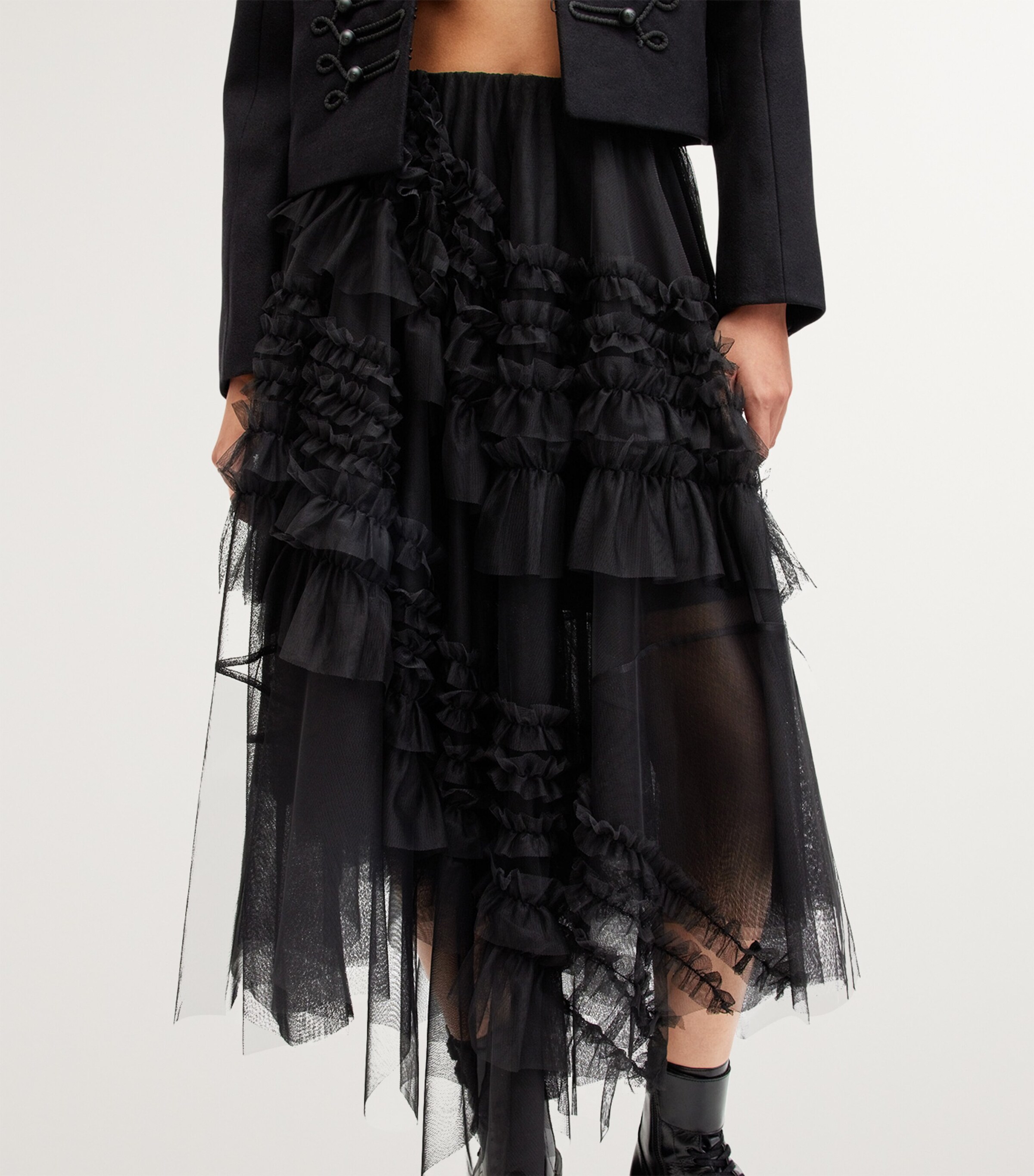 Tulle Jen Midi Skirt BLACK Image 6