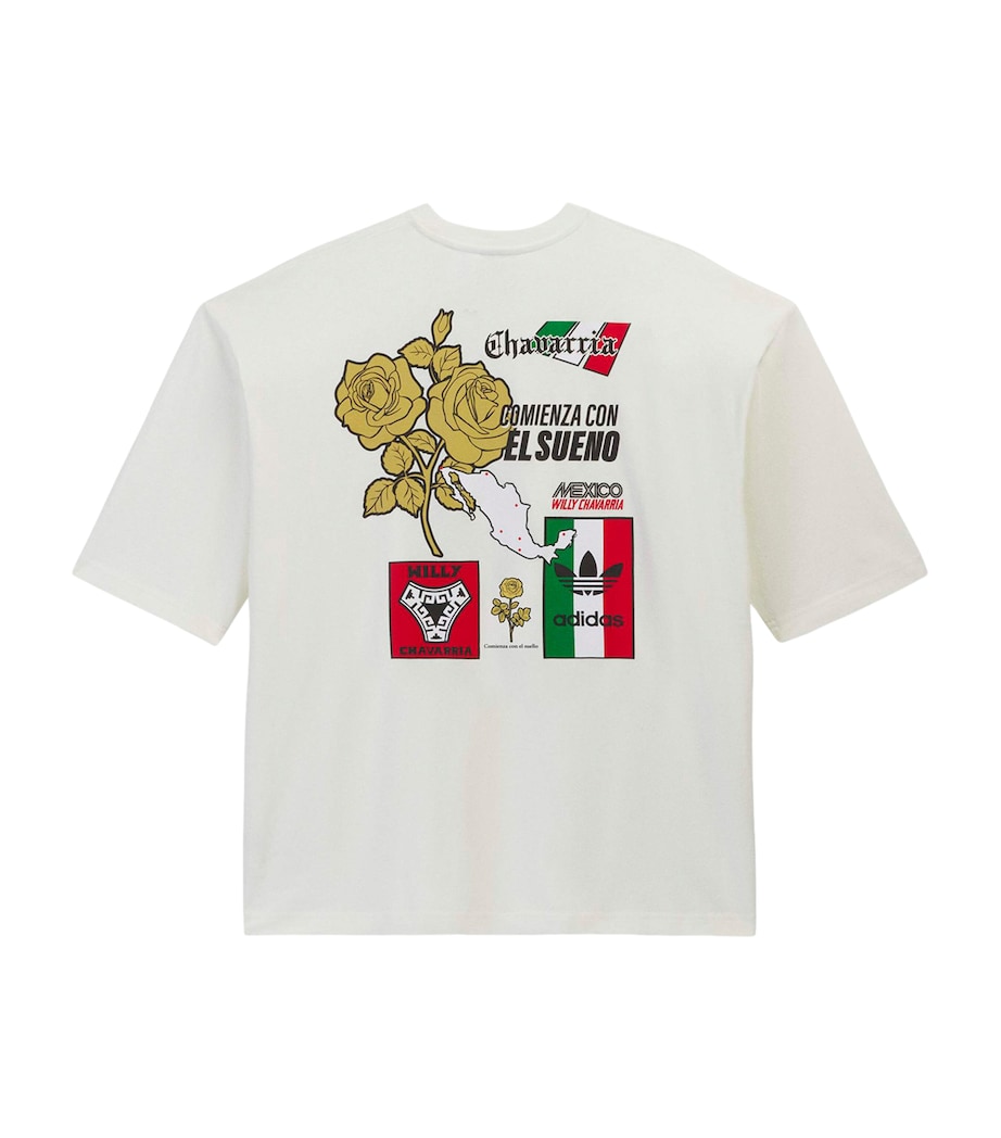 Willy Chavarria Mens x adidas Originals Cotton Mexico Printed T-Shirt Off White Image 9