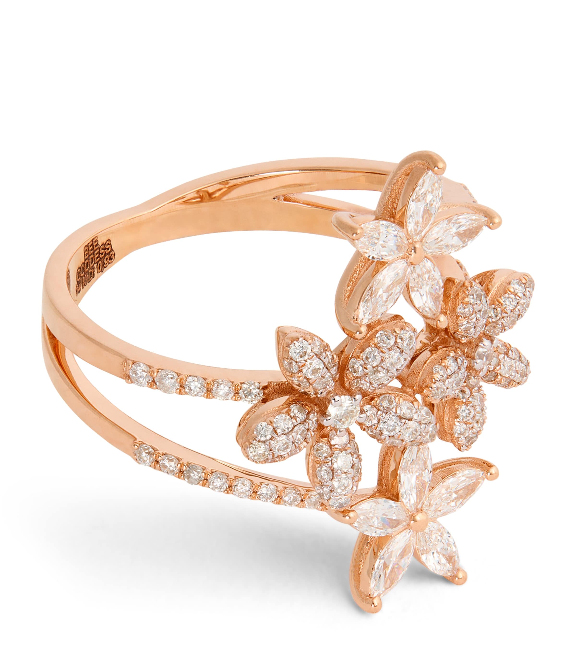 Bee Goddess Rose Gold And Diamond Apple Seed Ring In Rose Gold