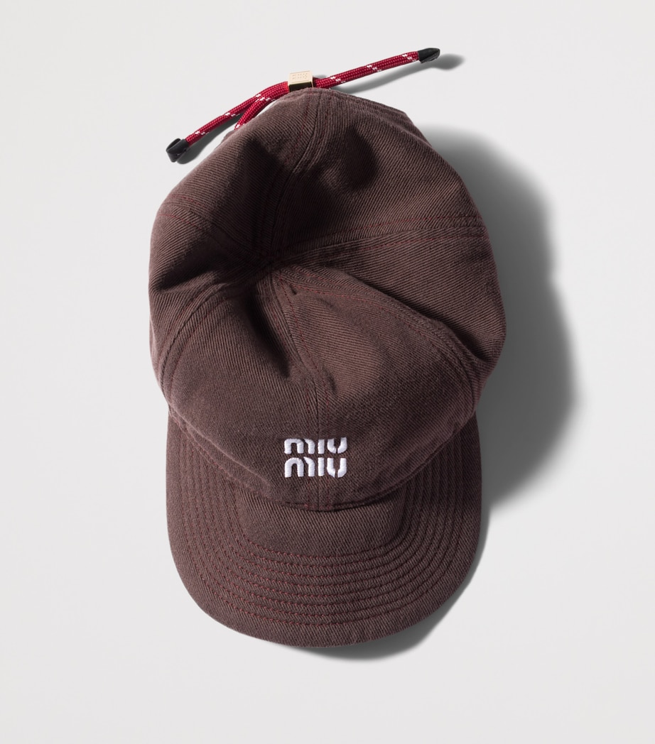 Miu Miu Cotton Cord-Detail Baseball Cap Image 2
