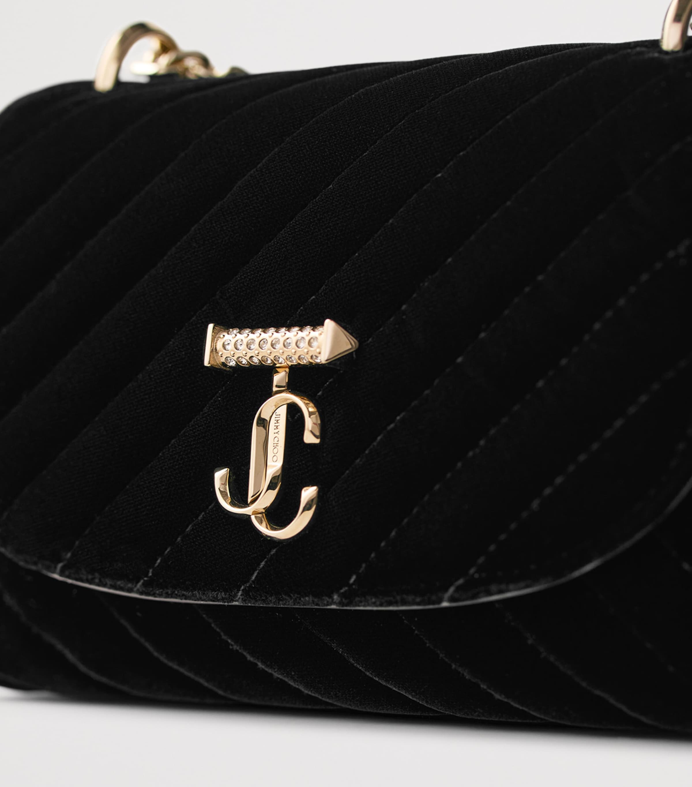 Small Curve Velvet Cross-Body Bag BLACK/SHINY GOLD Image 4