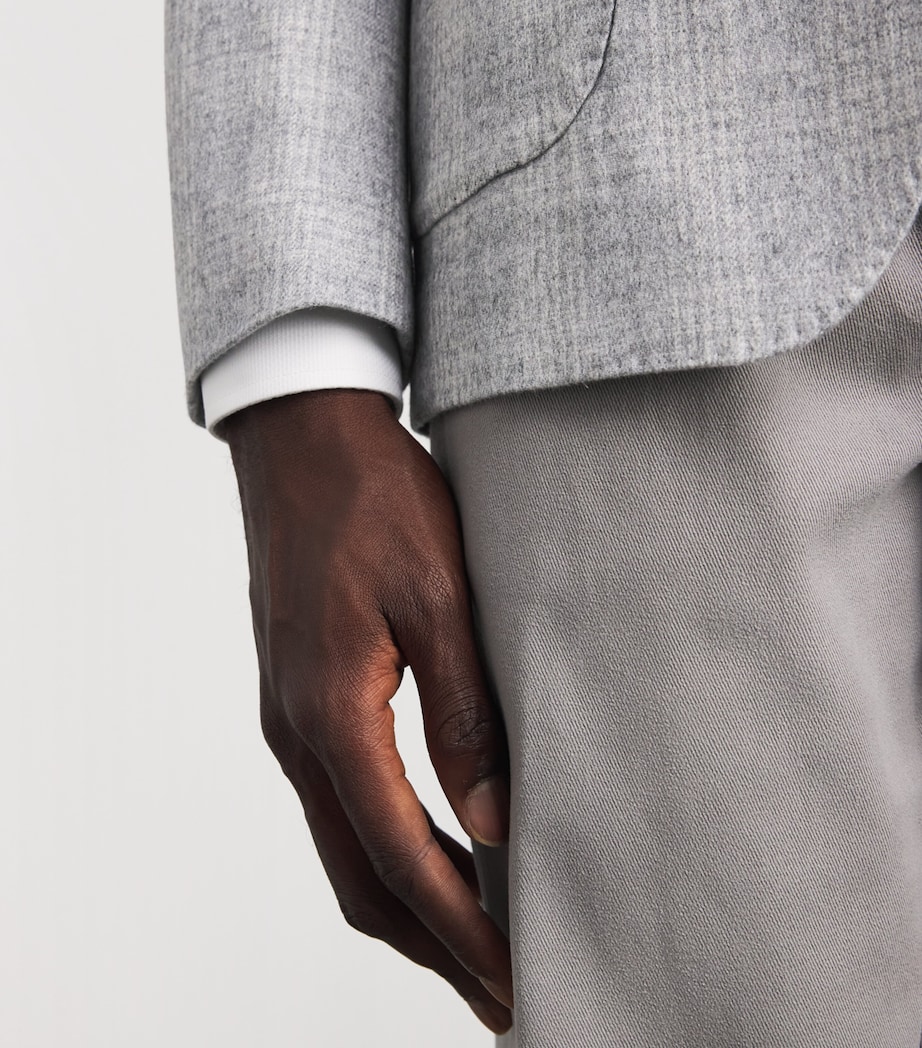 Eleventy Mens Silk-Cashmere Check Unstructured Blazer Grigio Chiaro Melang Image 3