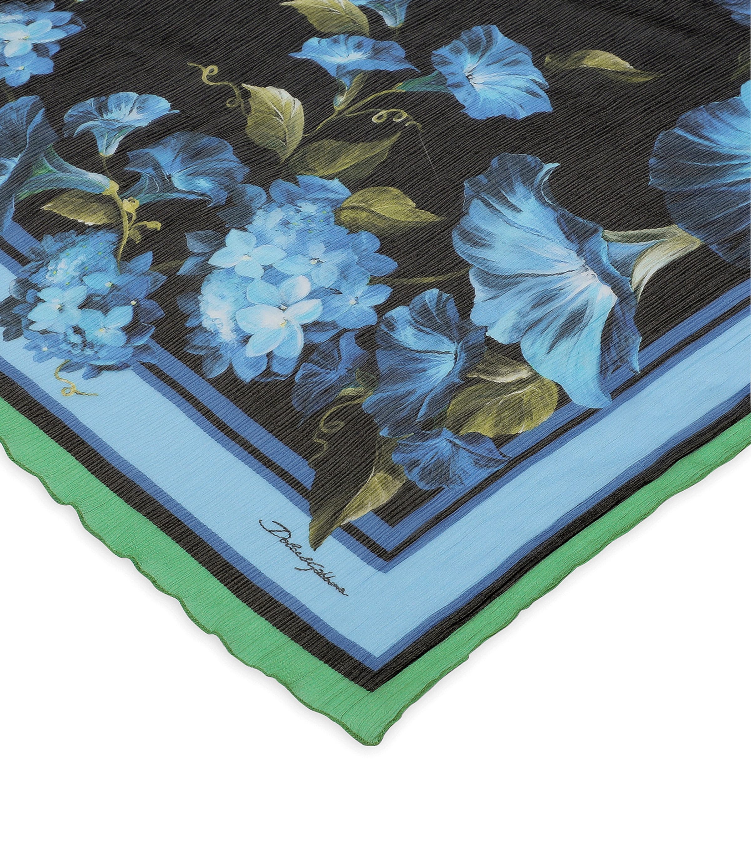 Dolce & Gabbana Silk Crepon Foulard Floral Print Scarf