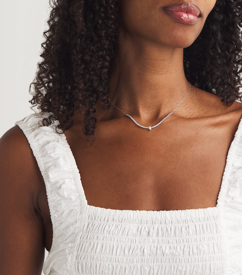 White Gold and Diamond Pear Tennis Necklace WHITE GOLD Image 2