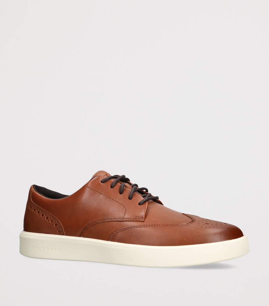 Leather Grand Crosscourt Oxford Sneakers TAN Image 3