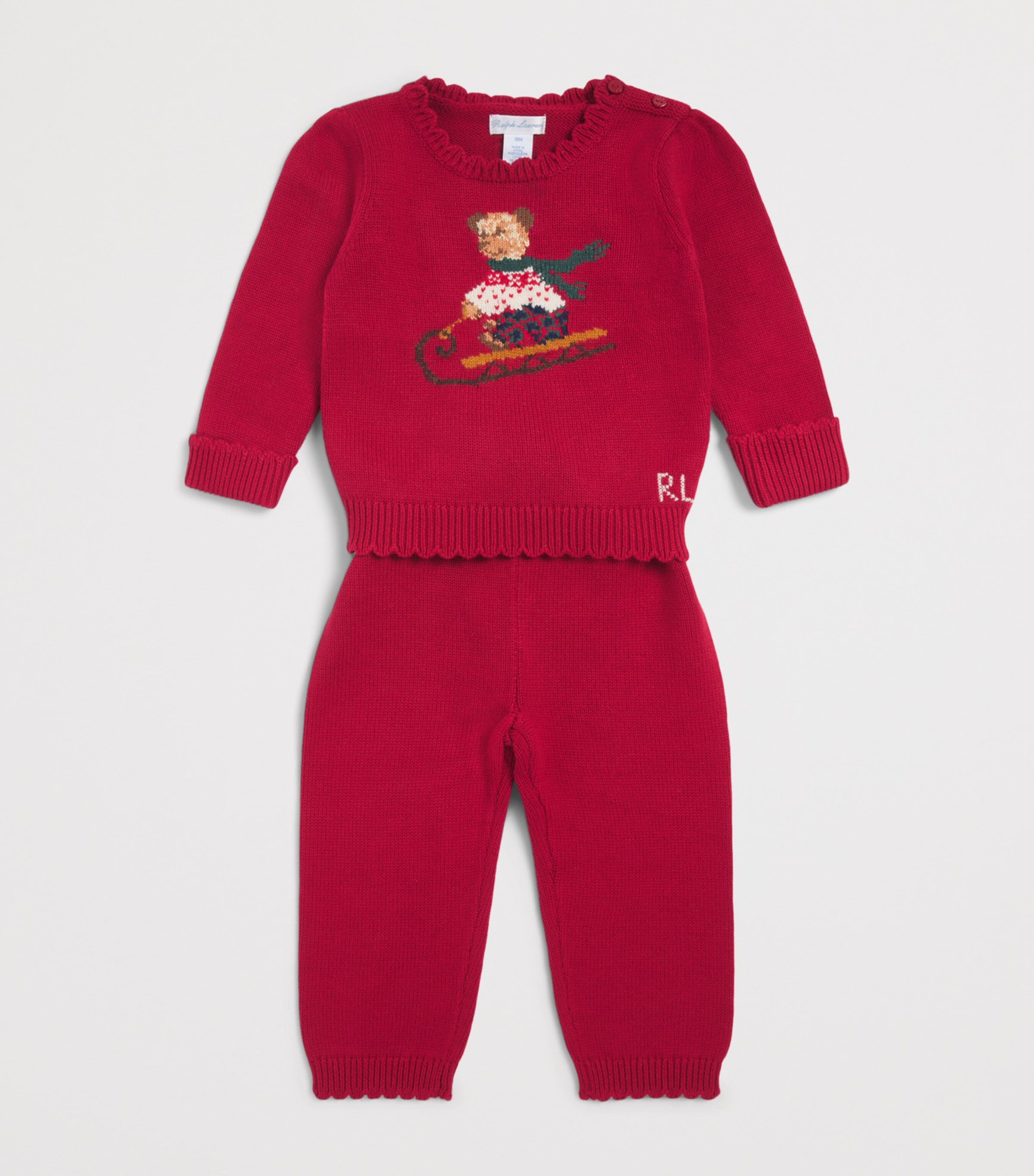 Ralph Lauren Kids Cotton Polo Bear Trousers and Sweater Set (3 Months) — foto 3