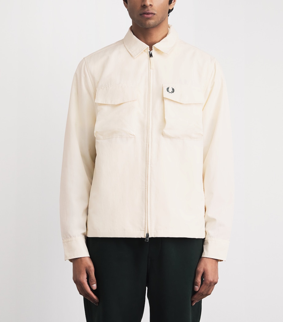 Fred Perry Mens Ripstop Double-Pocket Overshirt Ecru Image 4