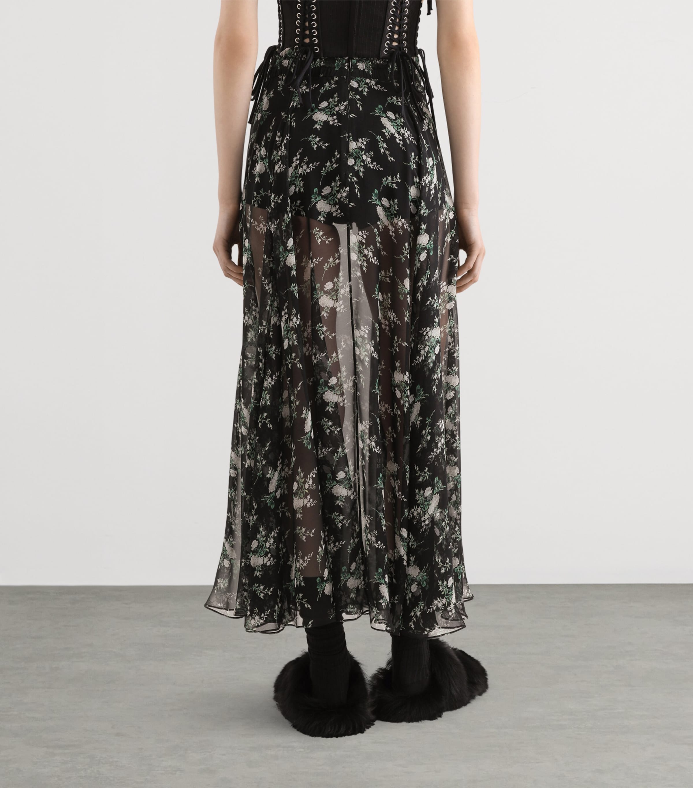 Dolce&Gabbana Womens Silk Chiffon Floral Maxi Skirt Ros/ Image 6