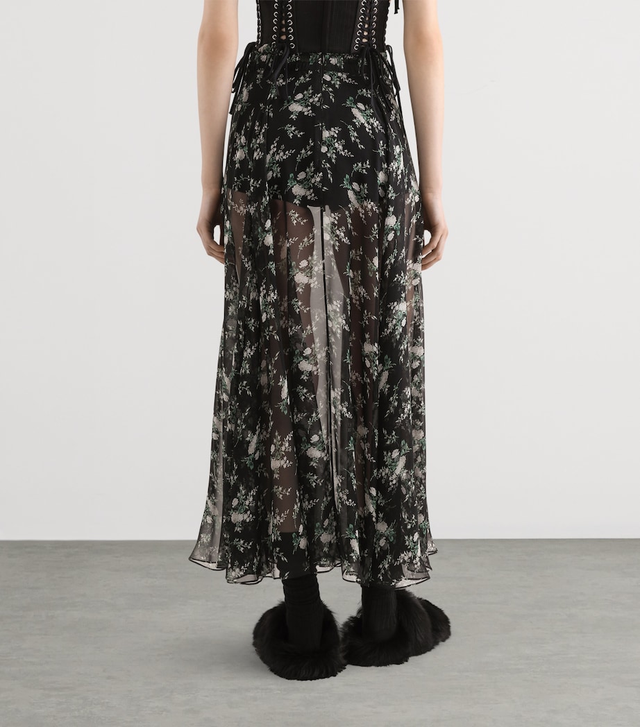 Dolce&Gabbana Womens Silk Chiffon Floral Maxi Skirt Ros/ Image 6