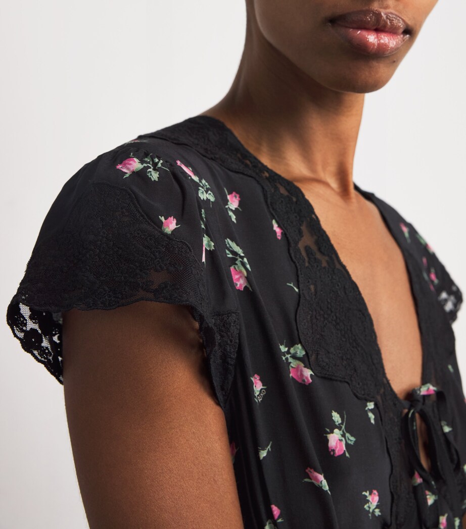 Rose Print Amary Maxi Dress SIENNA BUD BLACK Image 6