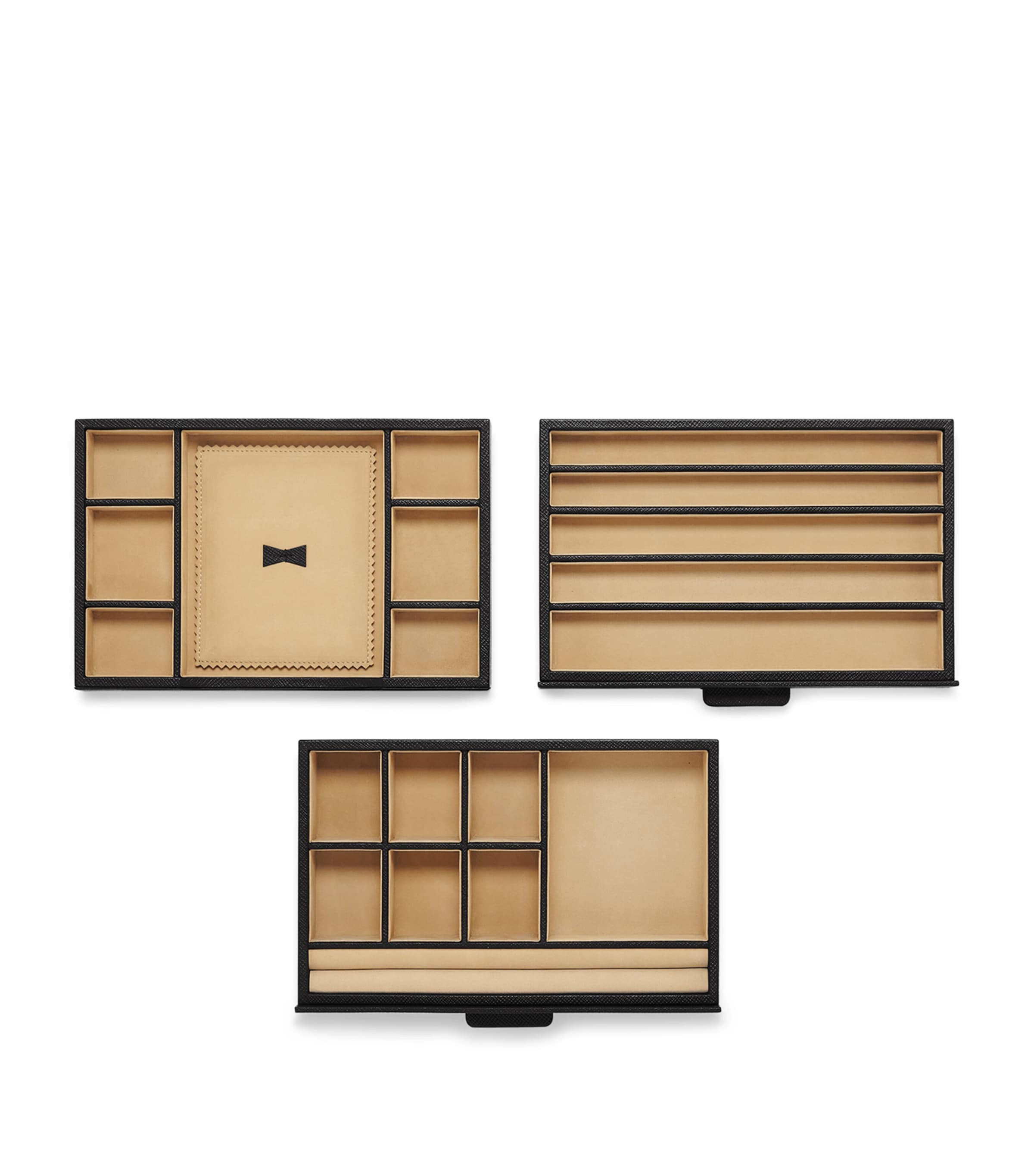 Smythson Leather 3-Drawer Panama Jewellery Box Black Image 4