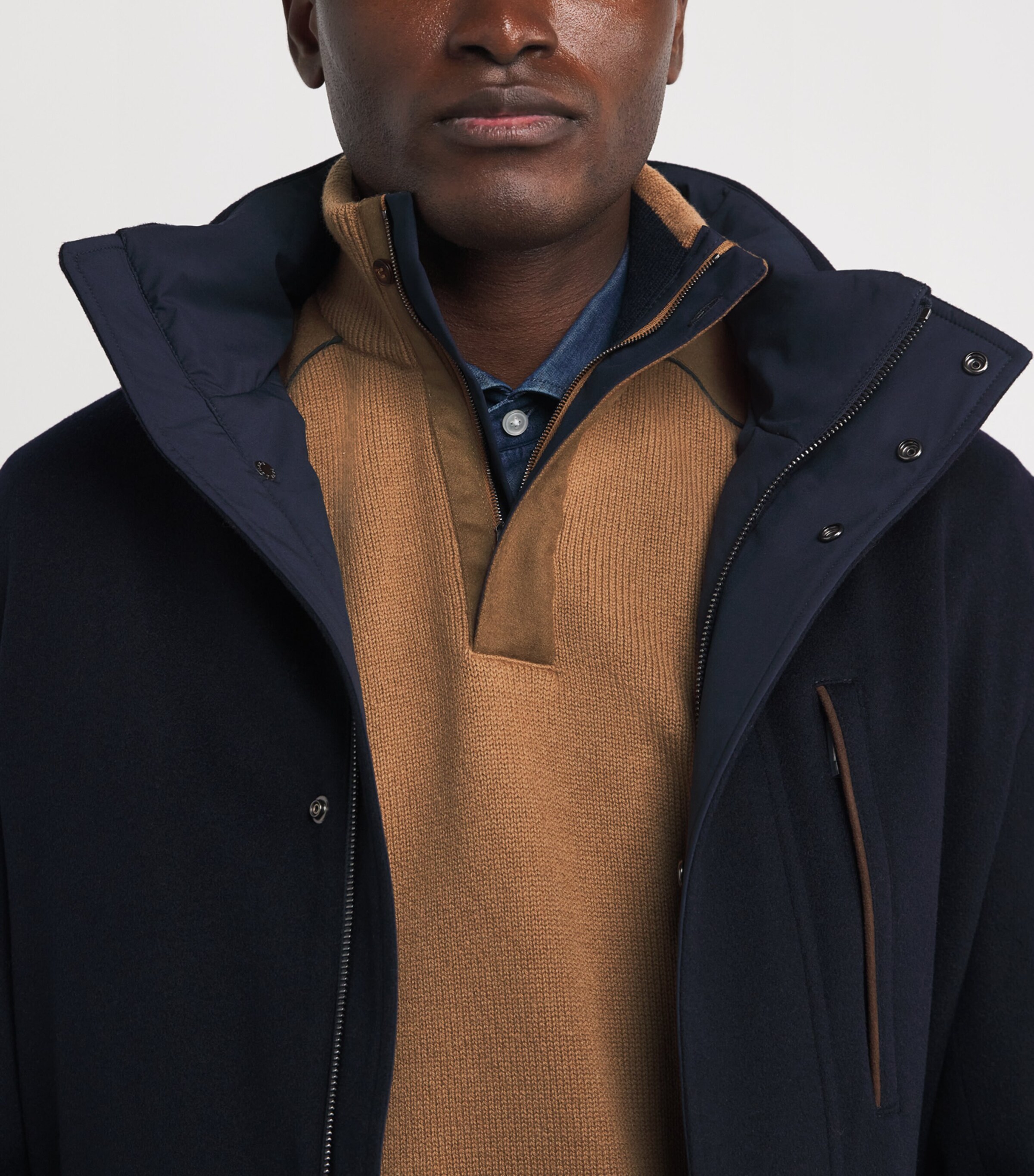 Wool-Cashmere Quarter-Zip Sweater 421BROWN Image 6