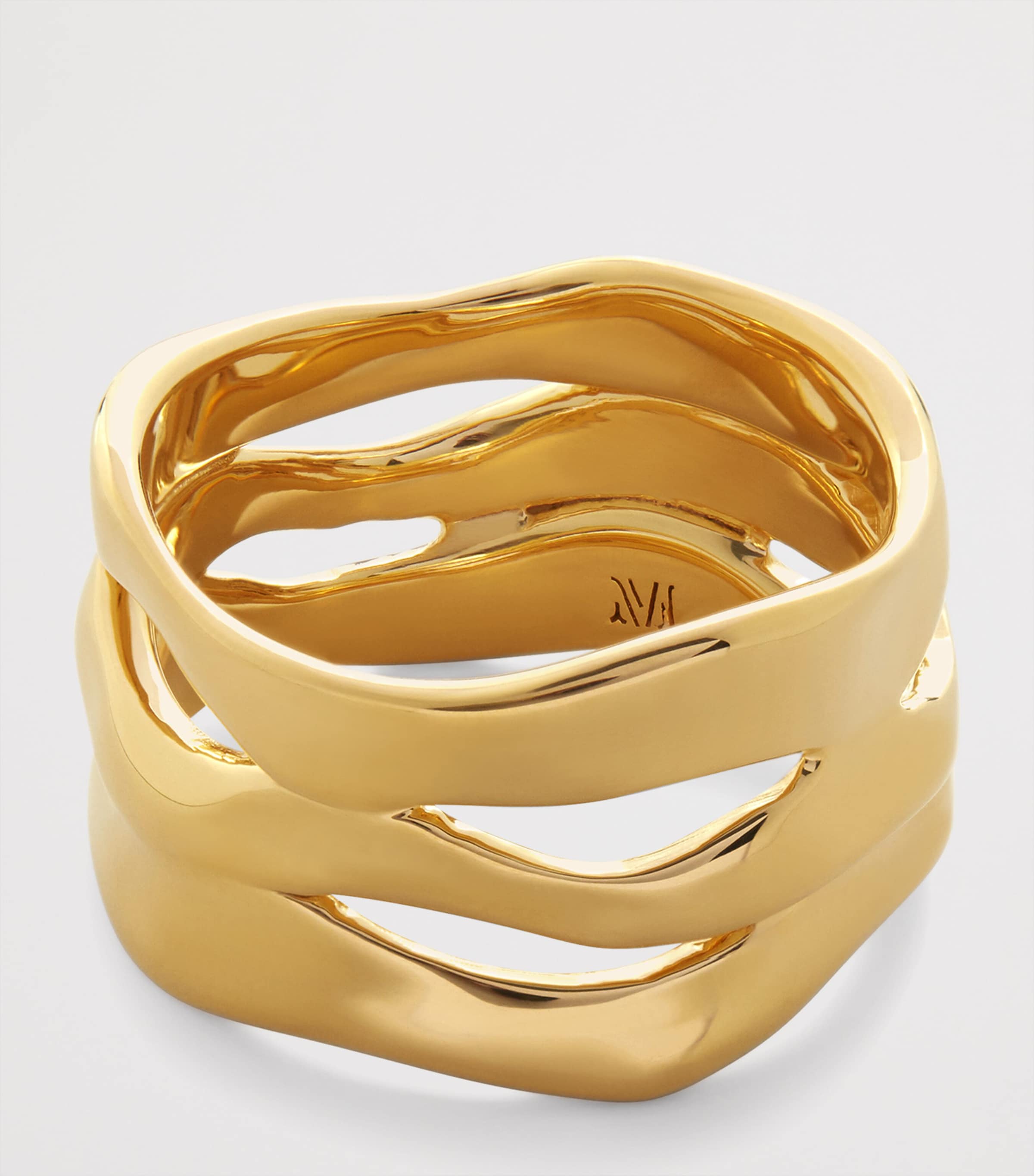 Monica Vinader Gold Vermeil Wave Triple Ring Gold Vermeil Image 2