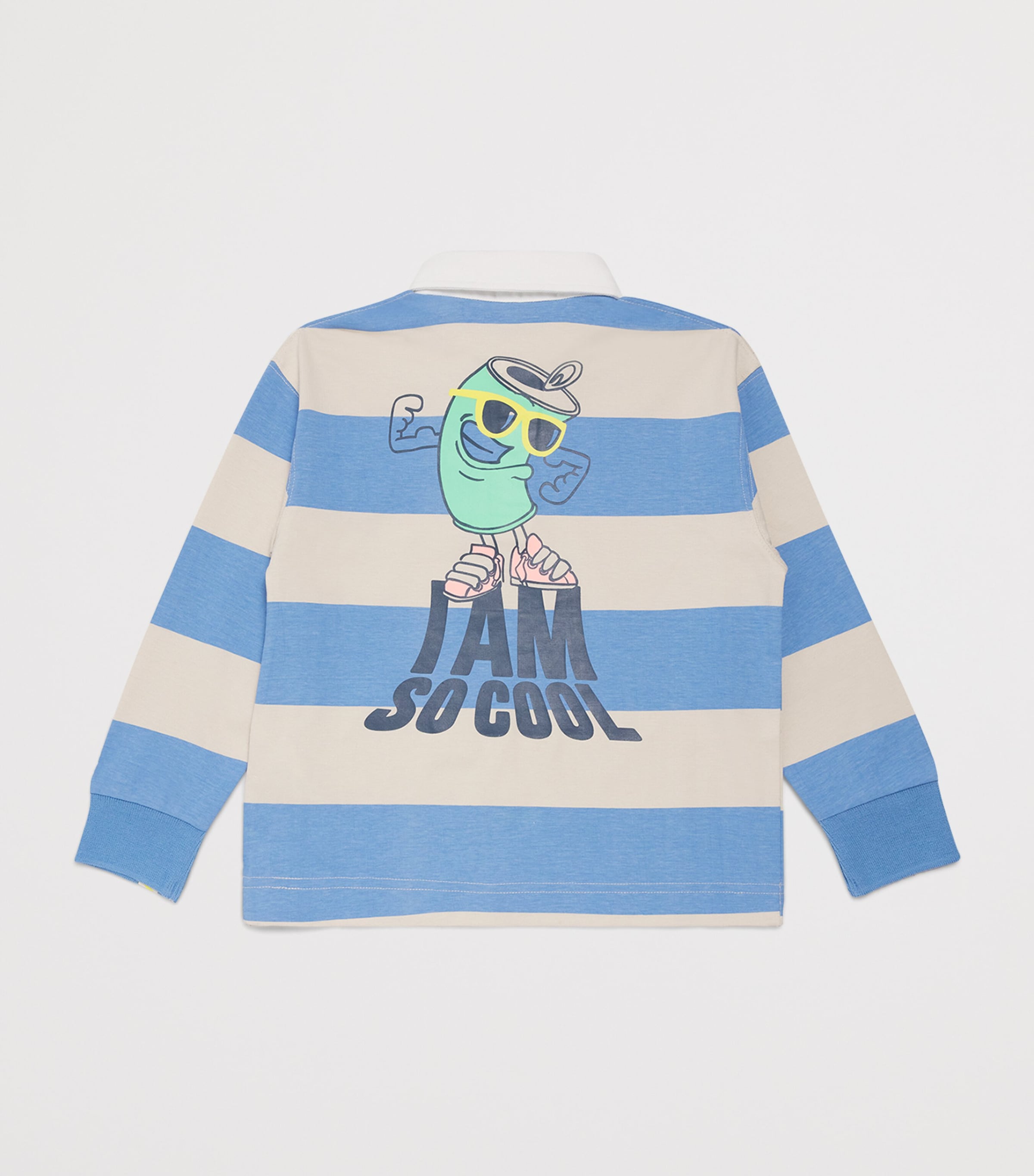Billieblush Cotton Stripe Polo Shirt (2-6 Years) Pale Blue Image 2