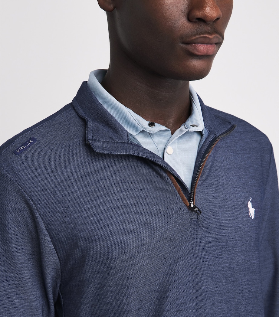 RLX Ralph Lauren Mens Mesh Polo Pony Quarter-Zip Sweatshirt Spring Navy Heather Image 3