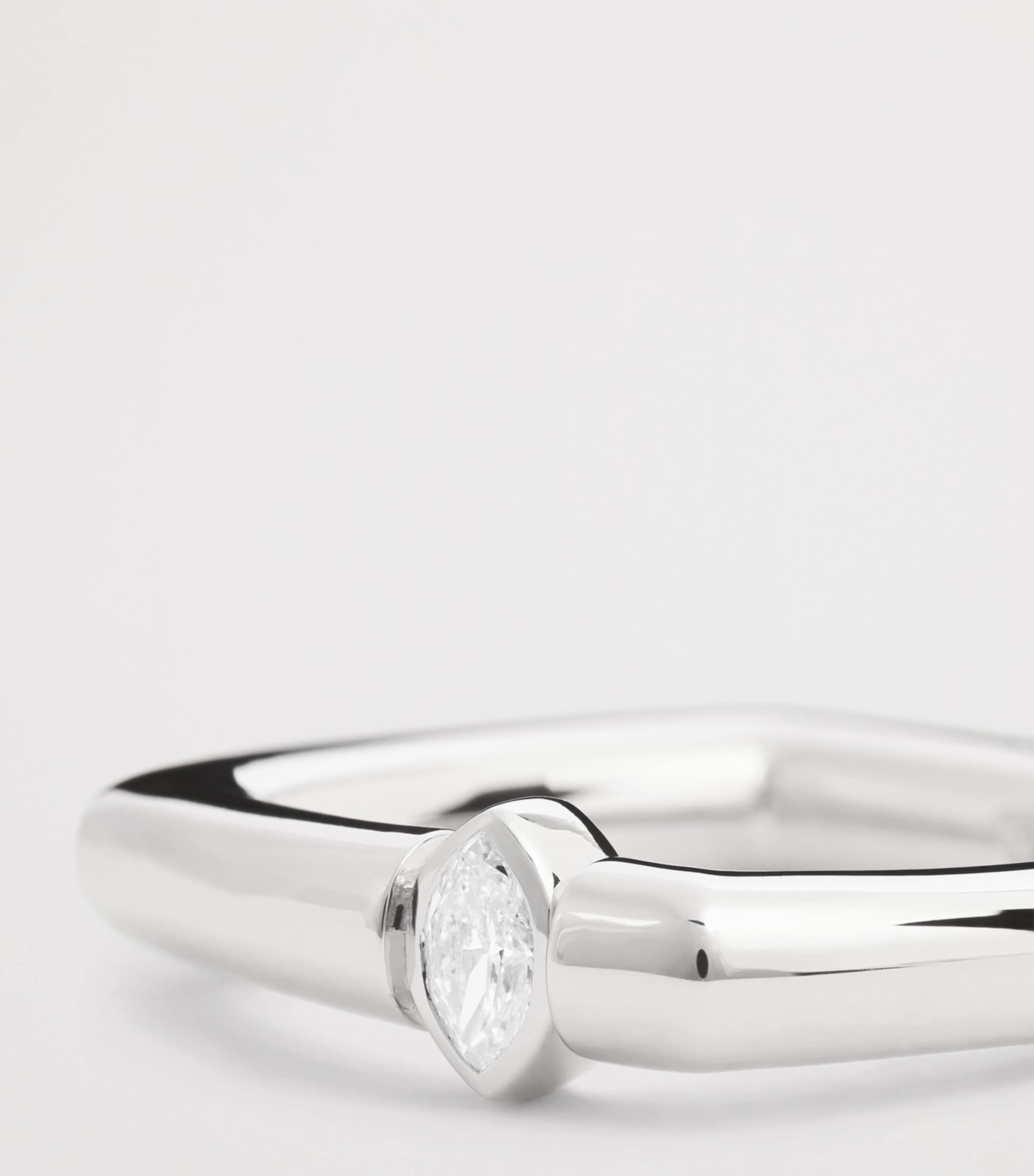 Tom Wood Rhodium-Plated Sterling Silver Slim Diamond Frame Ring ...