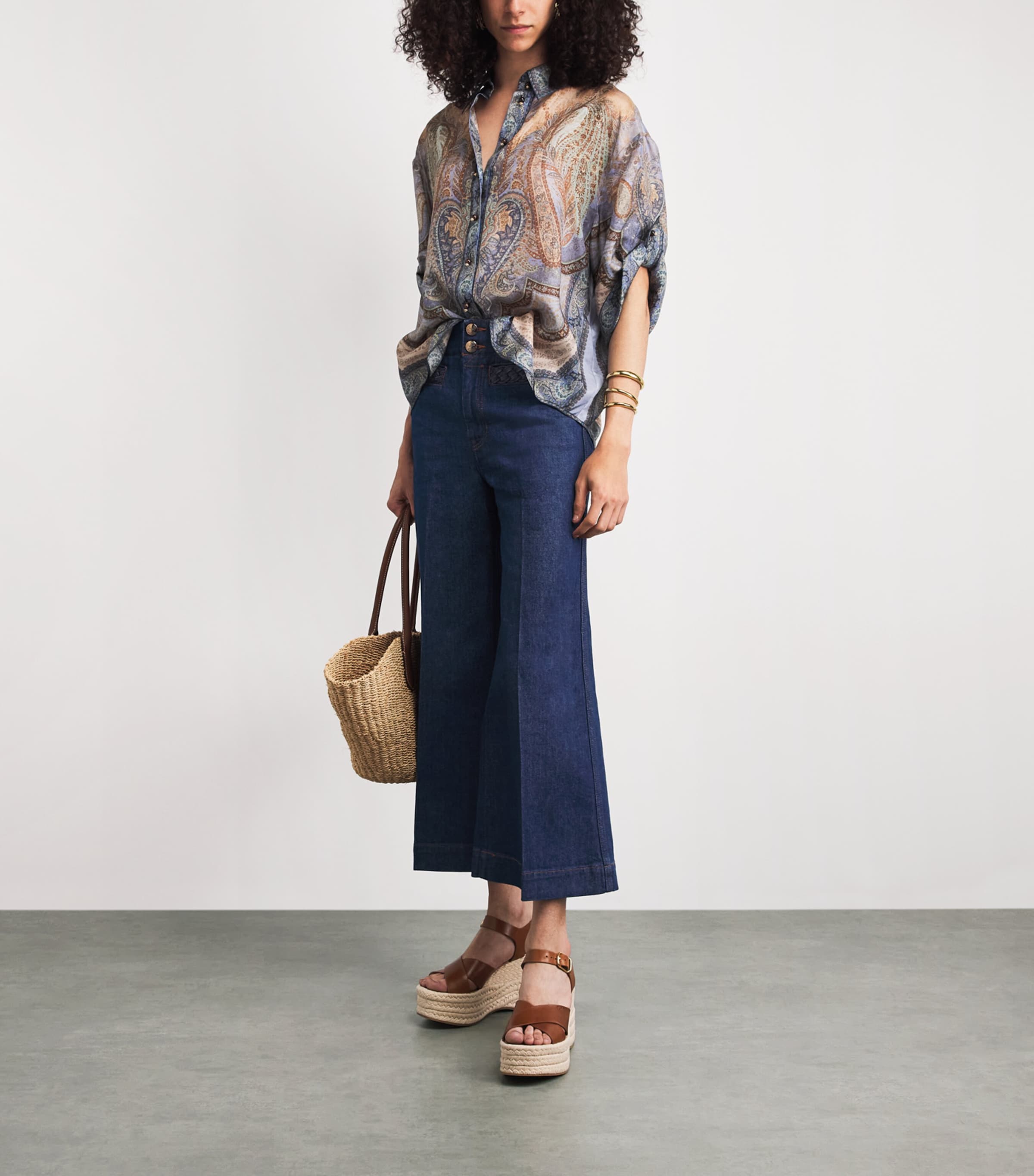 Zimmermann Womens Cropped Aster Flared Jeans Ink Ink Image 2