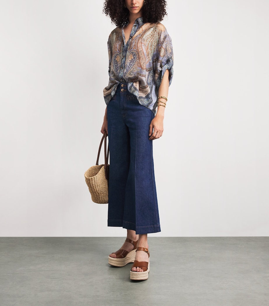 Zimmermann Womens Cropped Aster Flared Jeans Ink Ink Image 2