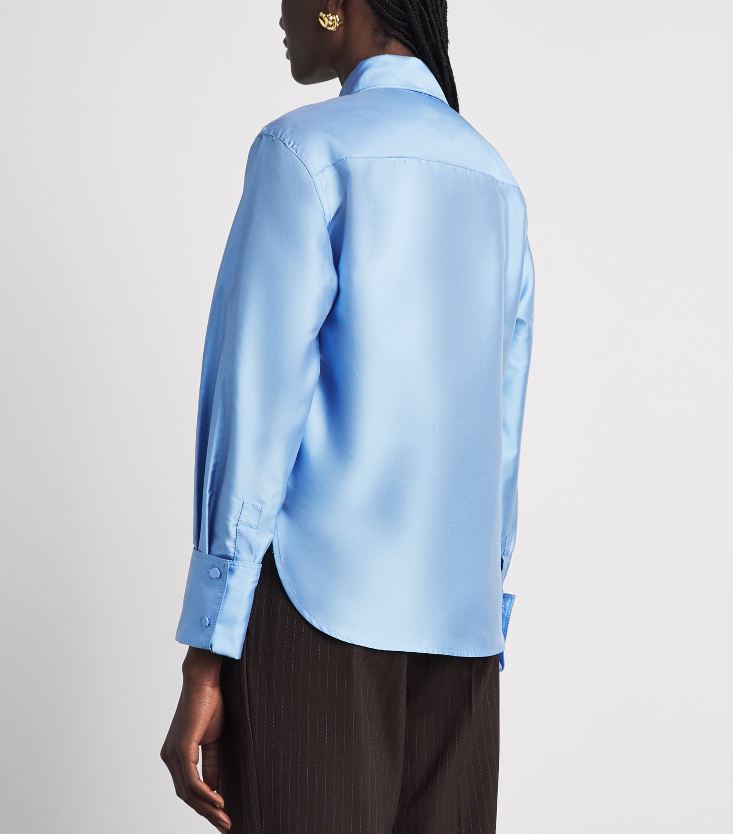 Sandro Paris Womens Satin Shirt Sky Blue Image 5