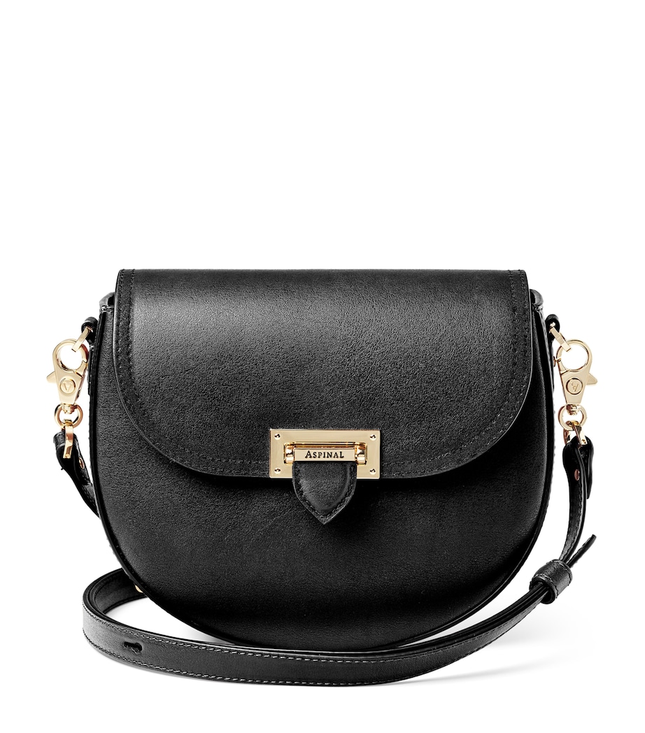Leather-Velvet Portobello Cross-Body Bag BLACK Image 1