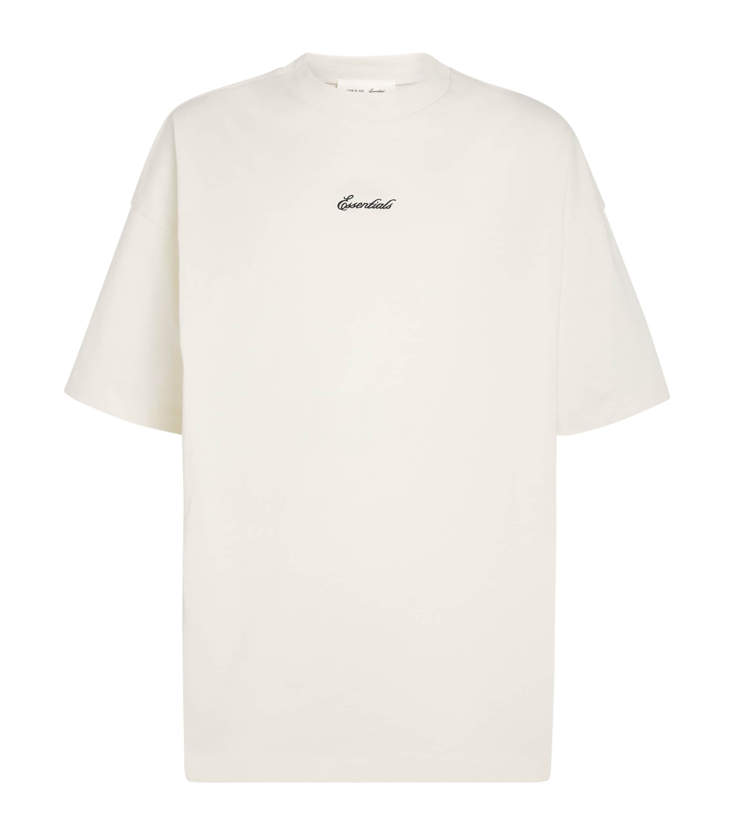 FEAR OF GOD ESSENTIALS Mens Oversized Logo T-Shirt Ivory Image 1