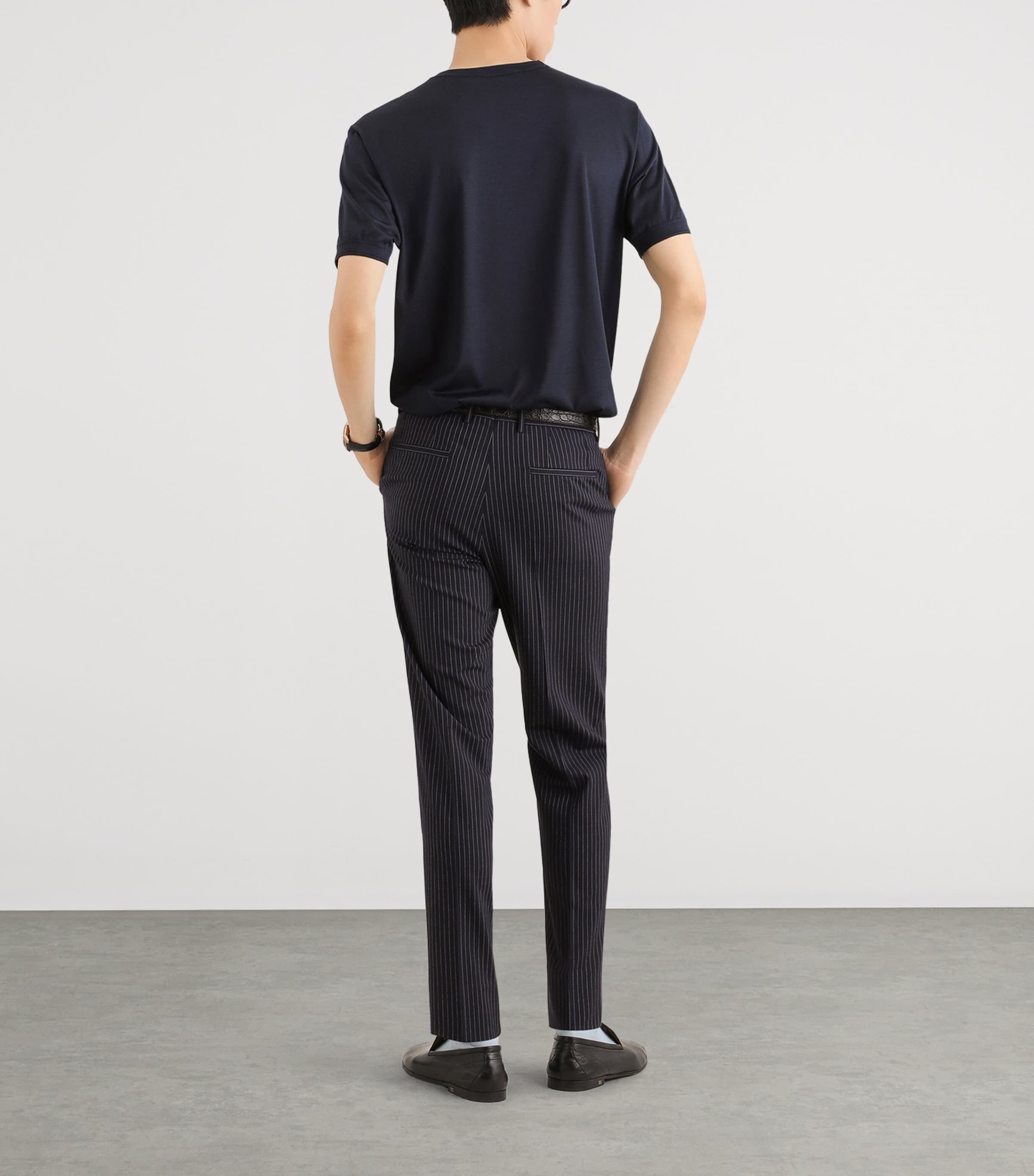 Dolce&Gabbana Mens Silk T-Shirt Very Dark Blue Image 3