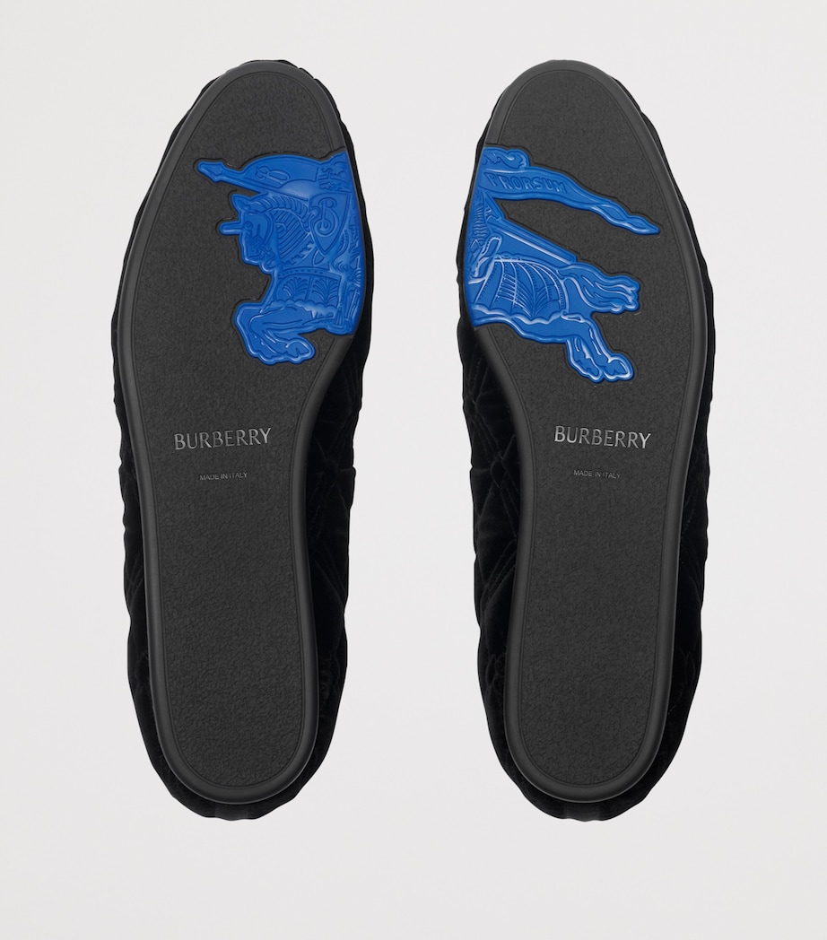 Velvet Quilted Estate Slippers BLACK Image 5