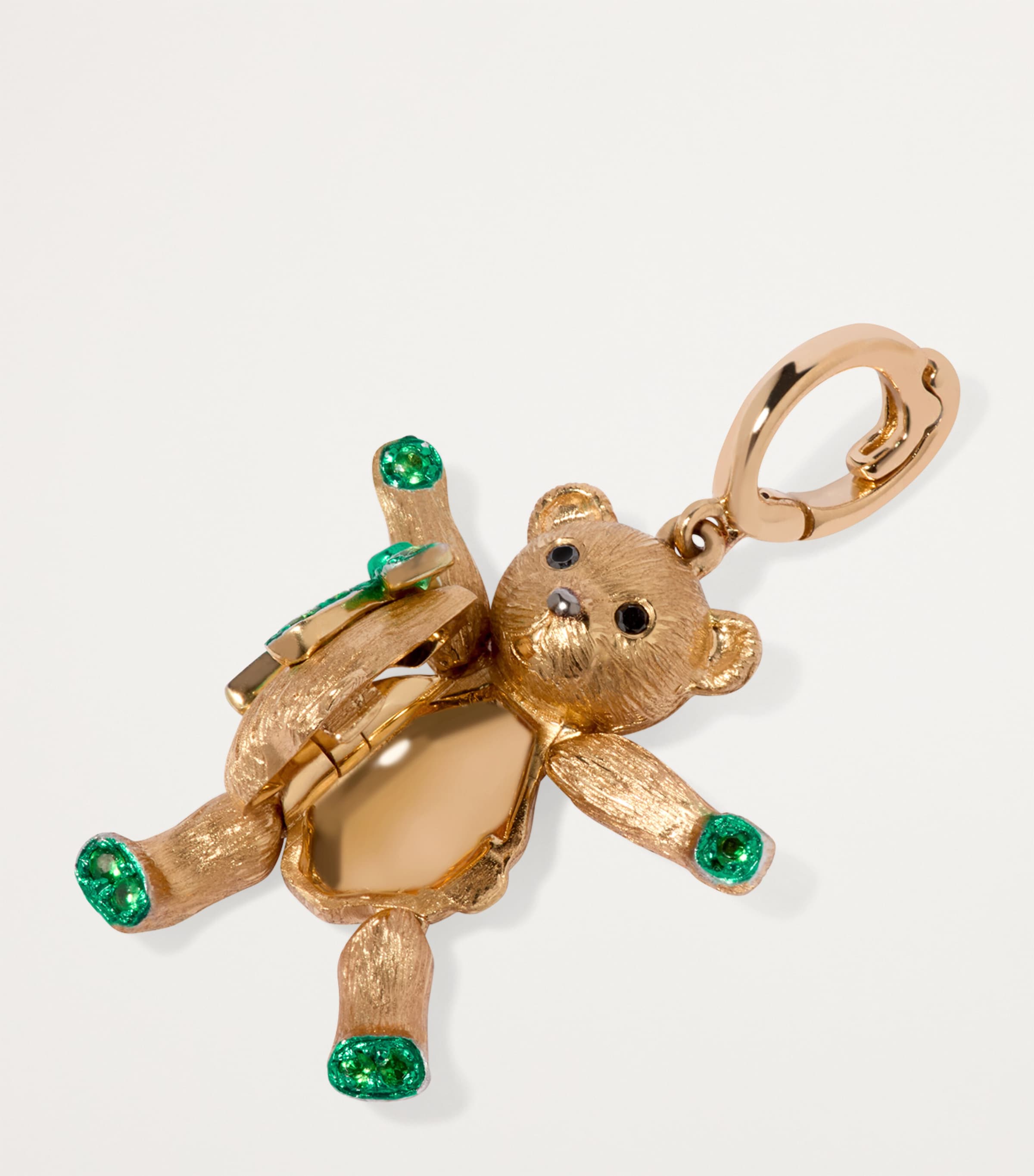 x Harrods Yellow Gold, Diamond and Tsavorite My Life in Charms Teddy Bear Locket Charm YELLOW GOLD Image 3