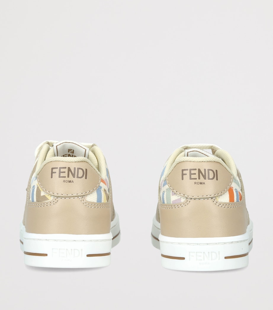 Fendi Kids Leather Logo Sneakers Beige Comb Image 4