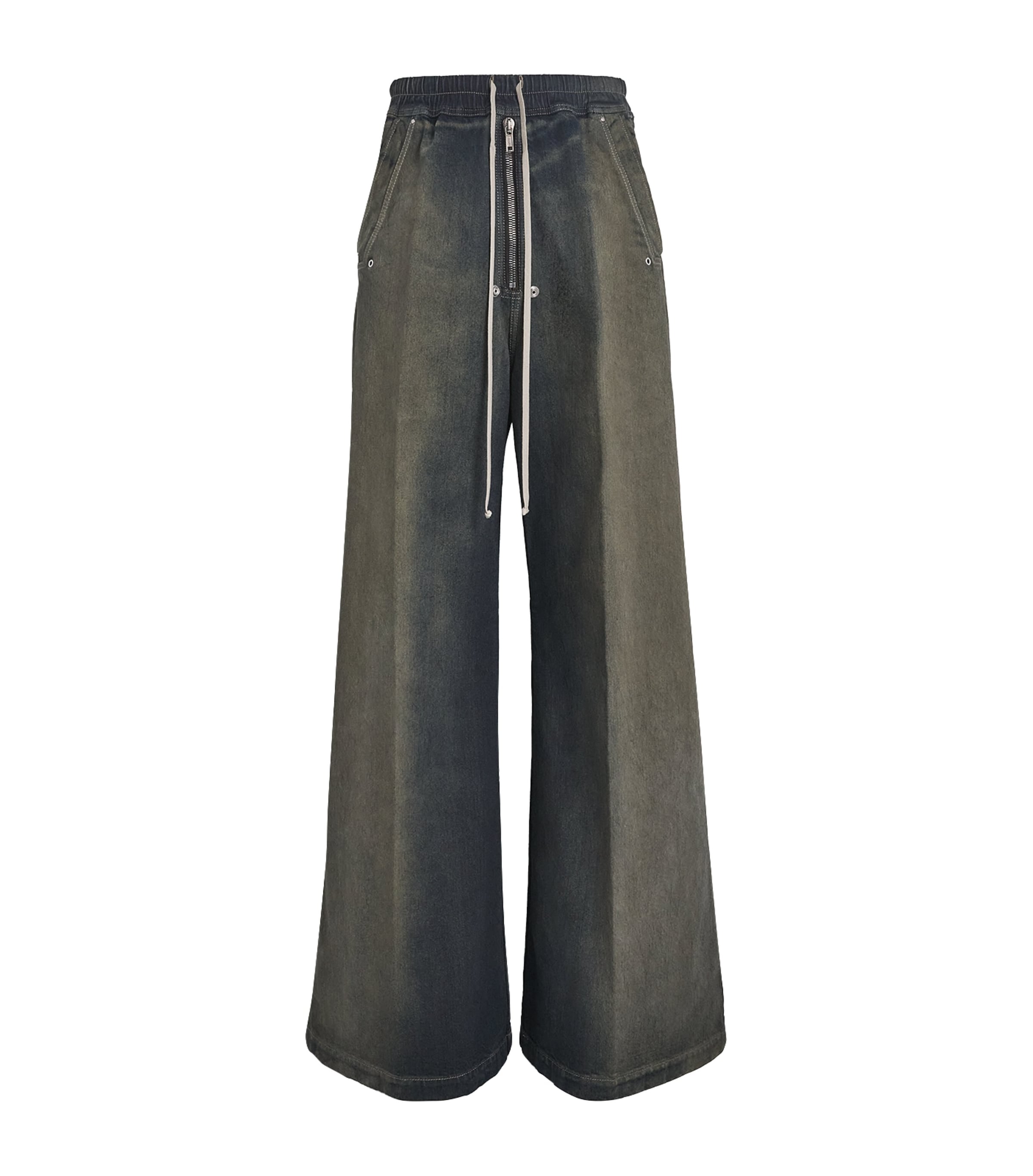 Rick Owens Wide-leg Trousers With Drawstring In Green