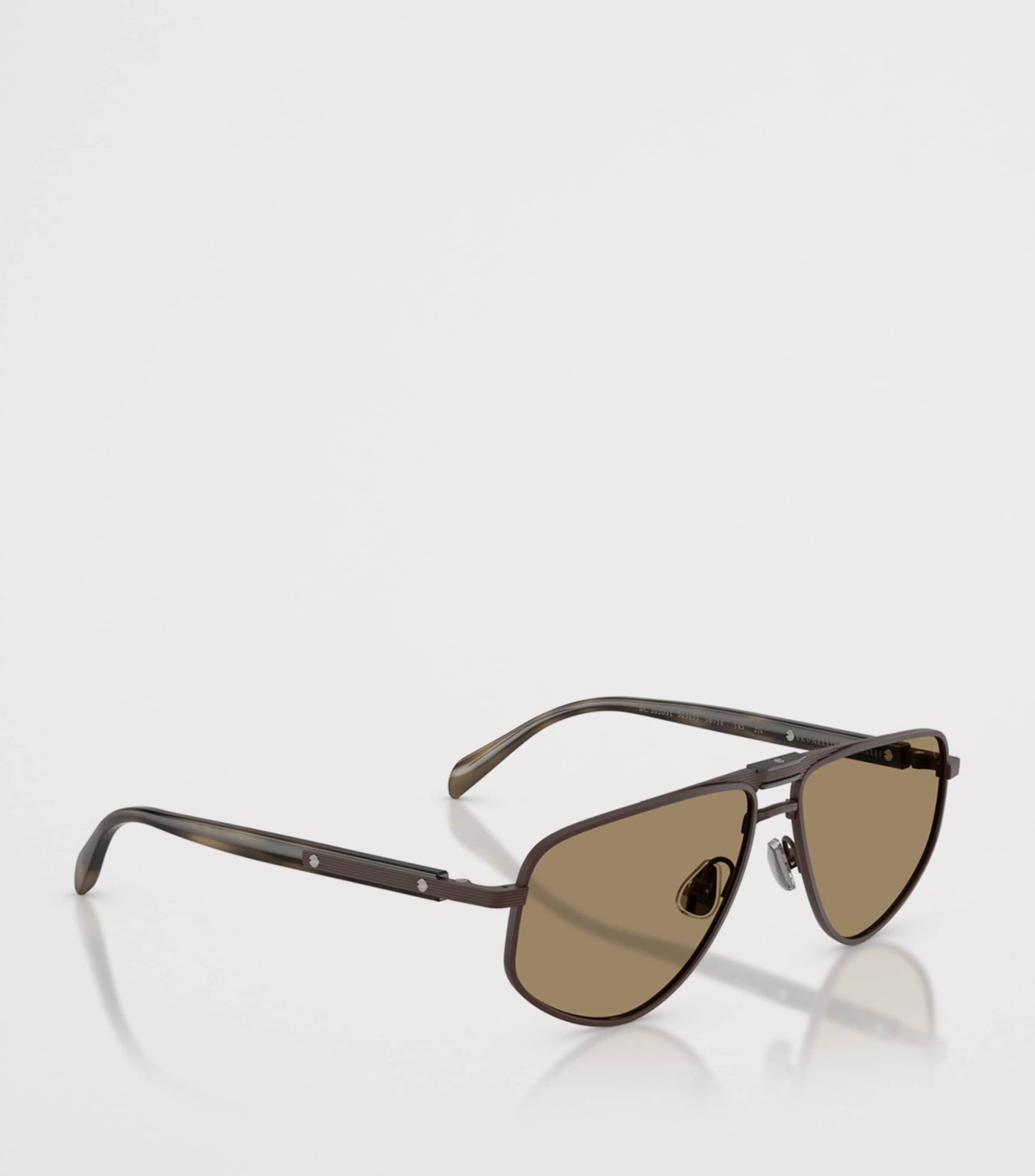 Brunello Cucinelli Titanium Dike Aviator Sunglasses Brown Image 6