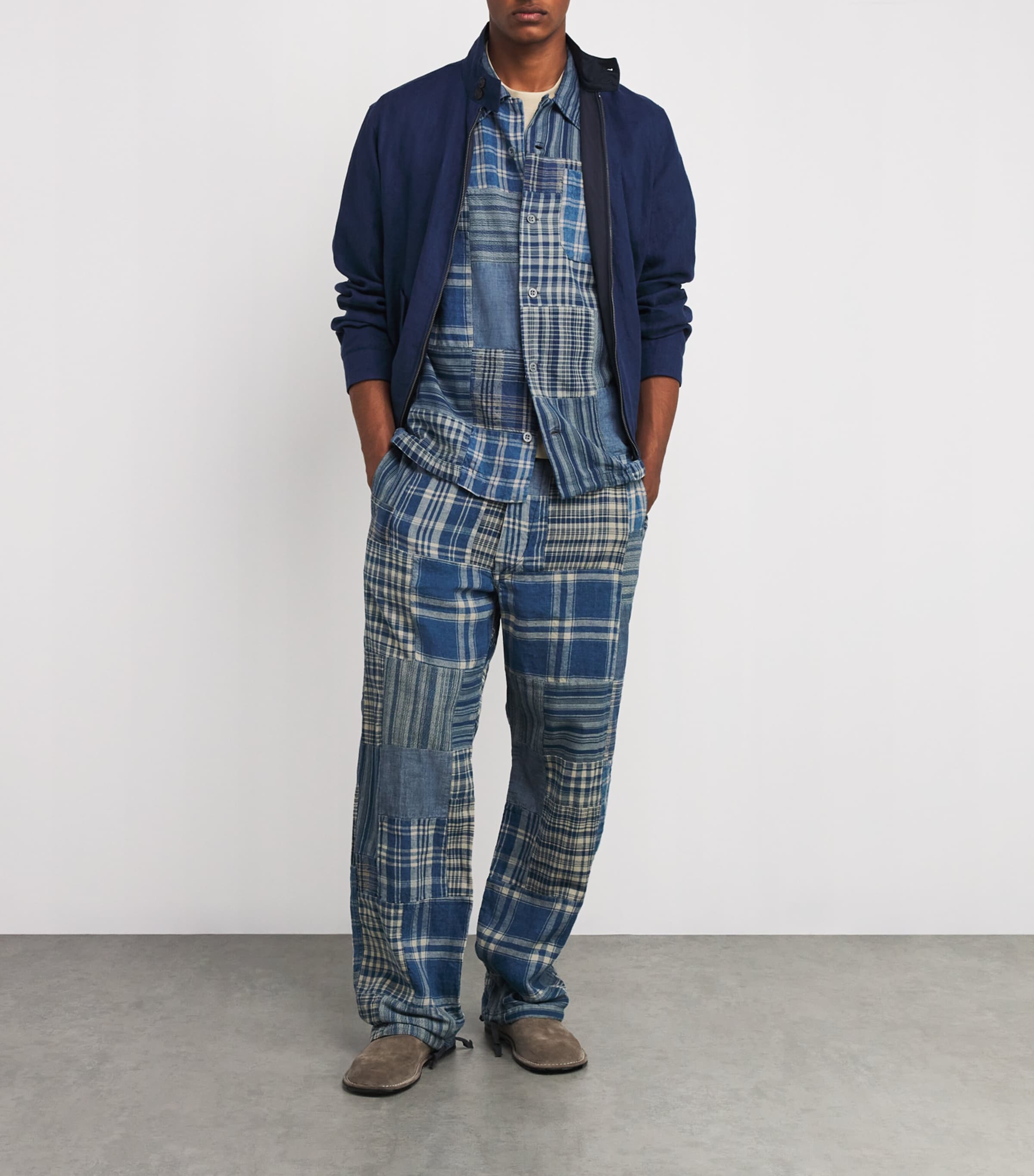 Polo Ralph Lauren Mens Cotton-Linen Patchwork Shirt Indigo Image 2