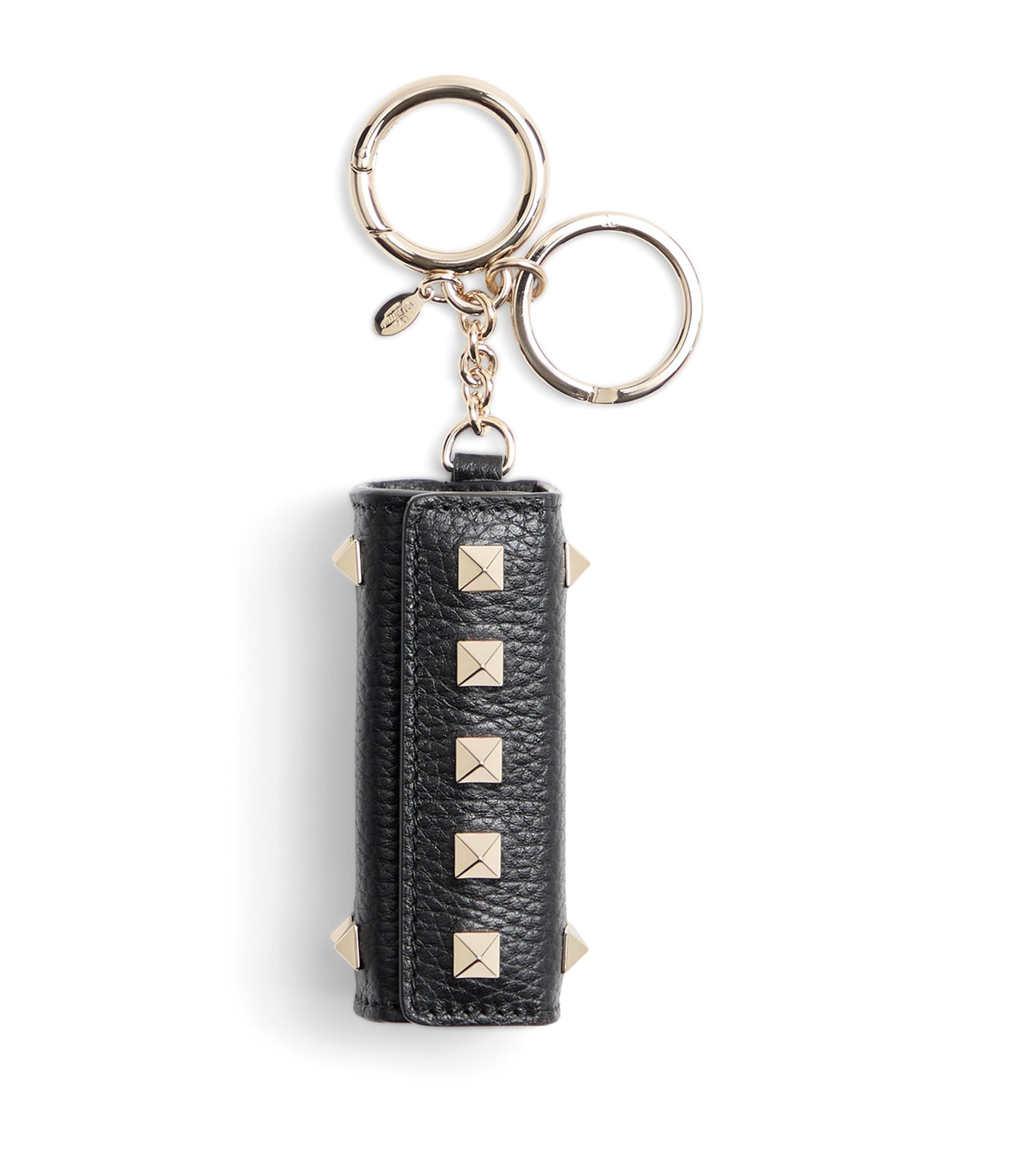 Valentino Garavani Leather Rockstud Lipstick Case Keyring Image 1