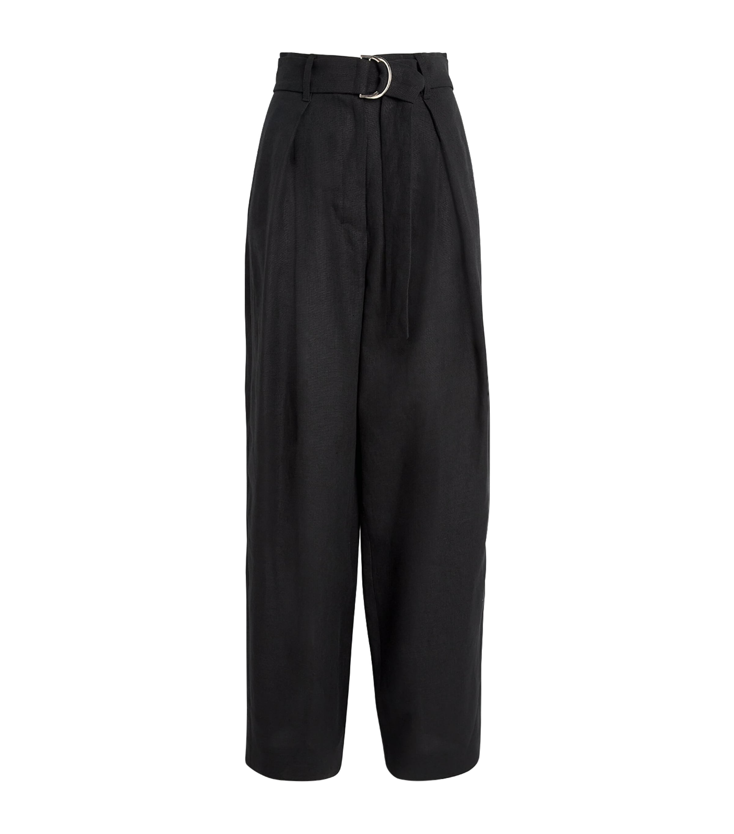 Max Mara Linen High-waist Trousers In Black