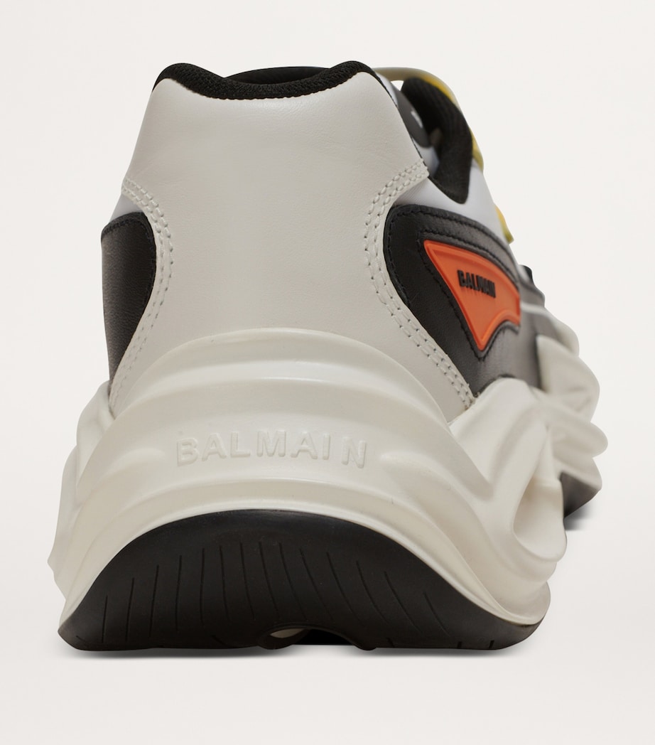 Balmain Leather Run-Row Sneakers Jaune/orange Image 11