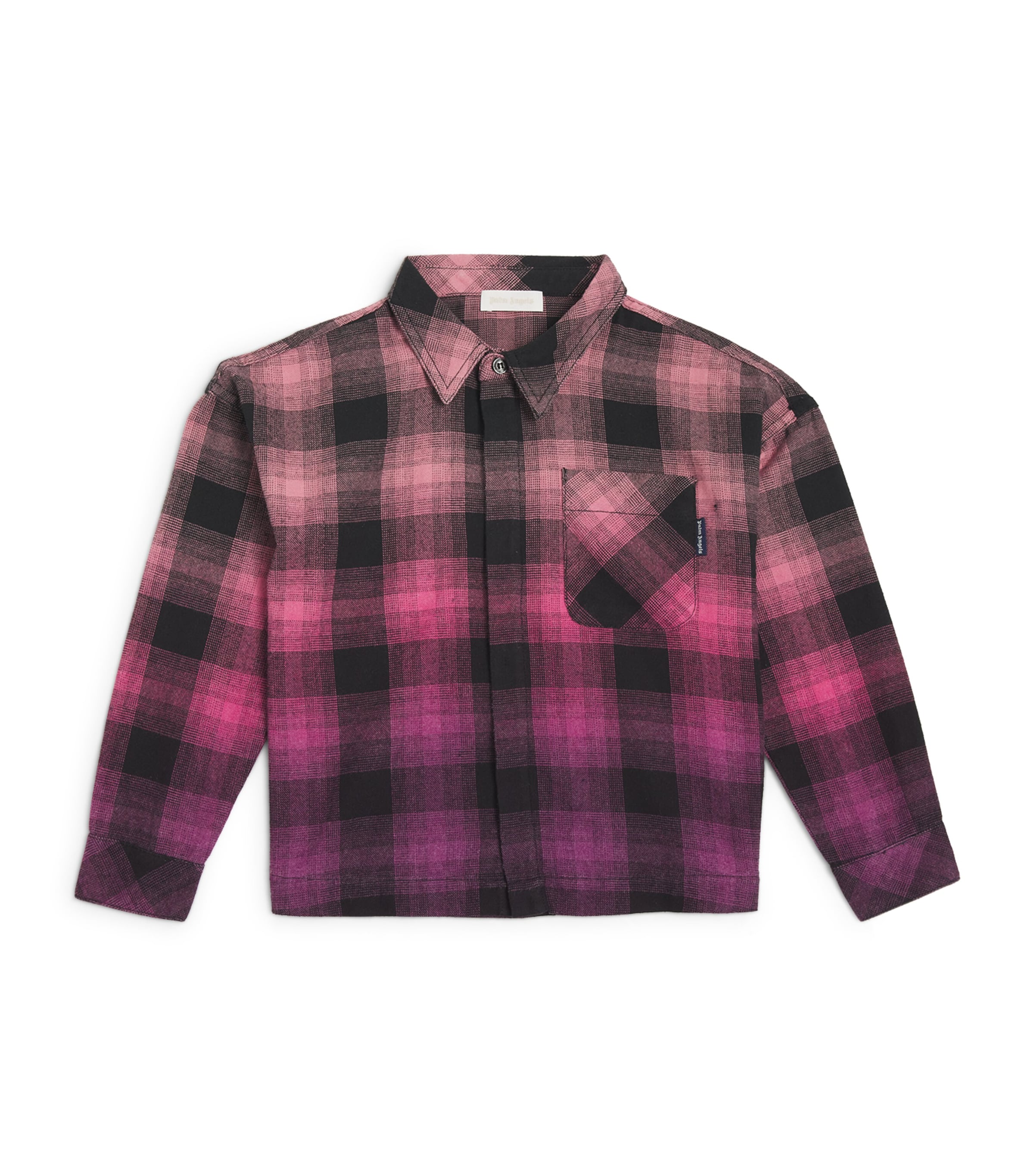 Palm Angels Kids' Cotton-blend Check Shirt In Pink