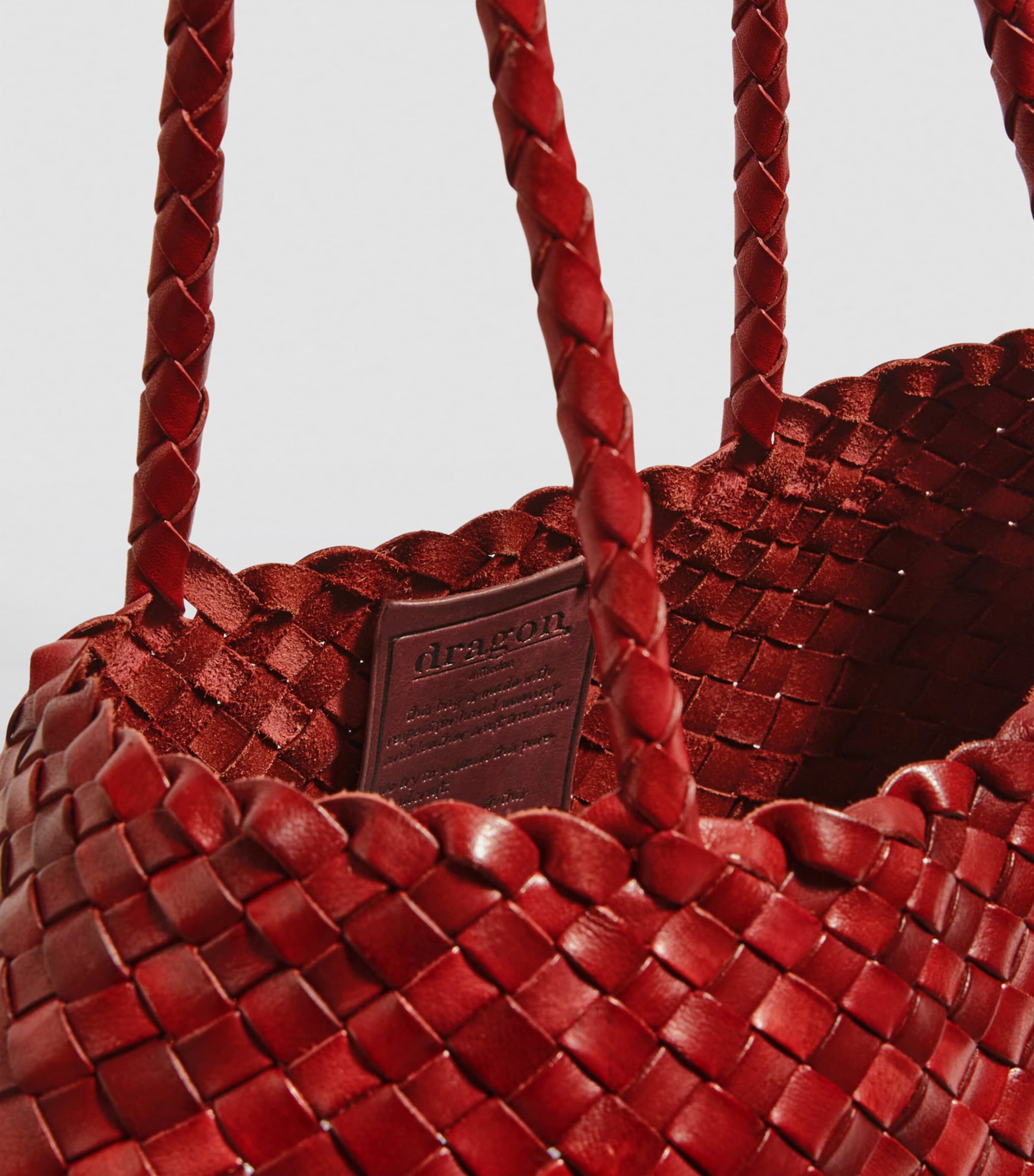 DRAGON DIFFUSION Large Leather Woven Santa Croce Tote Bag