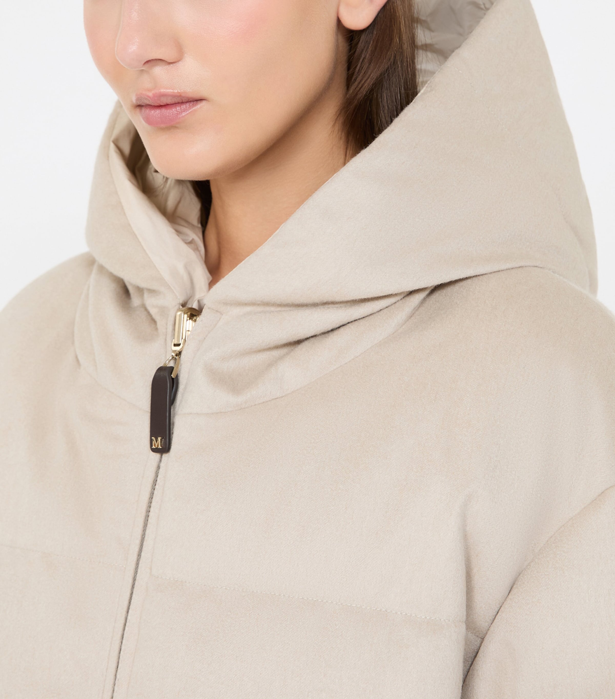 Max Mara Womens Down-Wool Reversible Puffer Jacket Albino Image 5