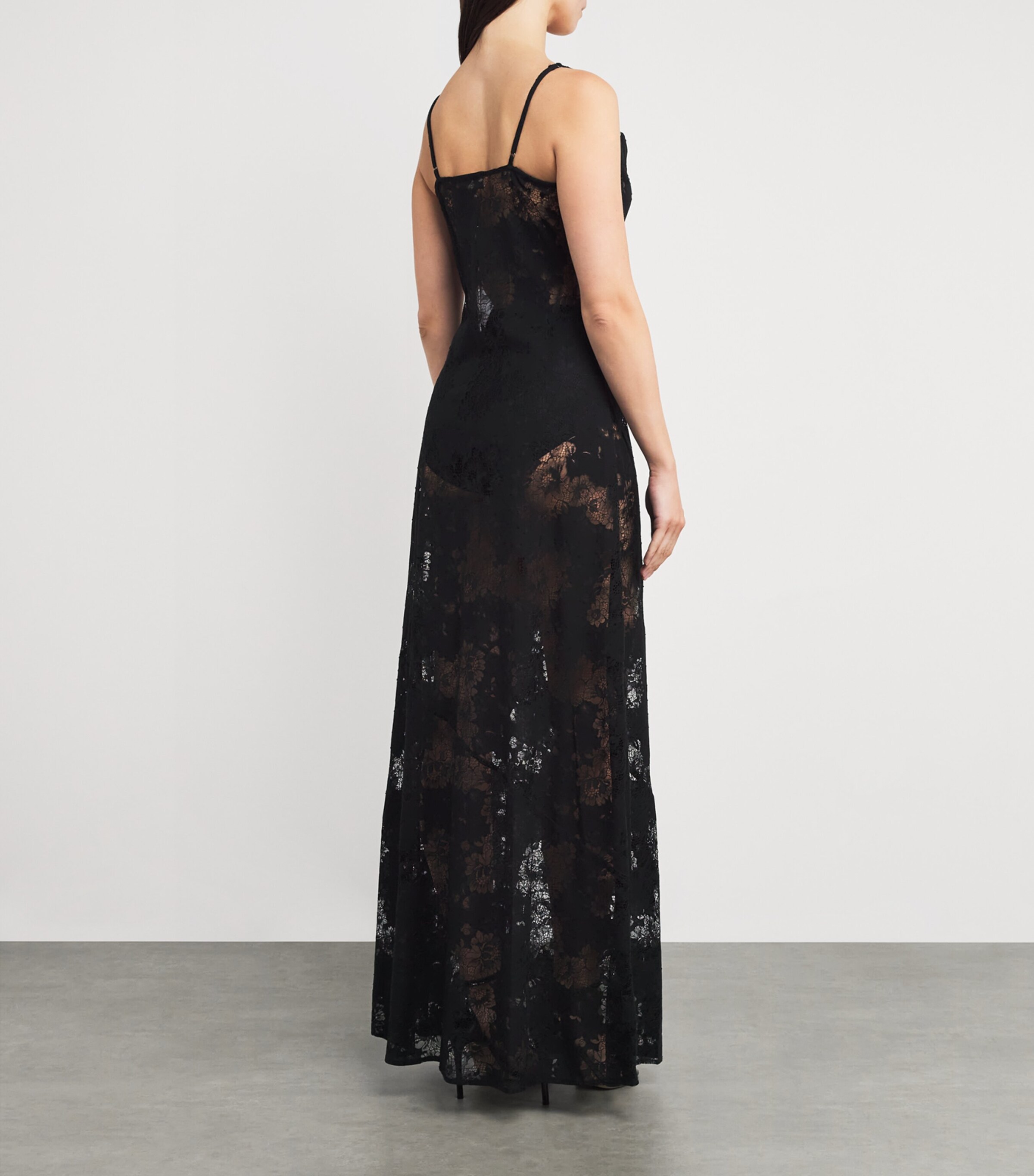 L'Agence Womens Lace Bettie Maxi Dress Blac Black Image 3