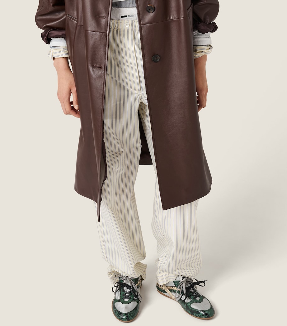 Miu Miu Womens Cotton Stripe Wide-Leg Trousers Image 5