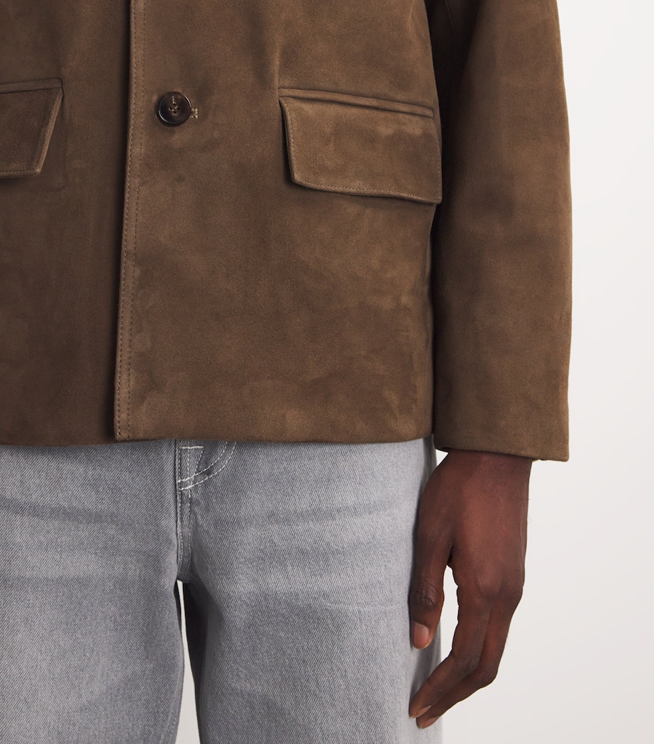 Suede Button-Up Jacket DARK CAMEL Image 6